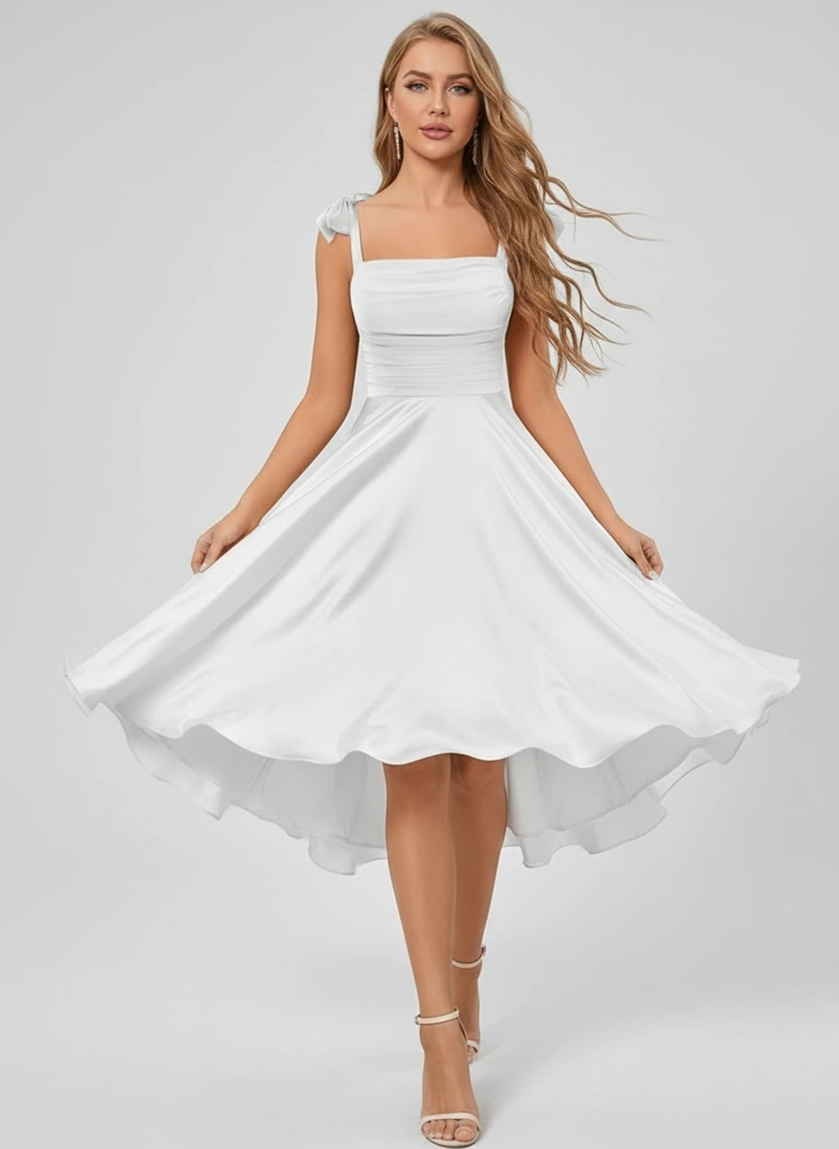 Kalliope Midi Dresses — White | SKU: SD-15471-white-2,SD-15471-white-4,SD-15471-white-6,SD-15471-white-8,SD-15471-white-10,SD-15471-white-12,SD-15471-white-14,SD-15471-white-16,SD-15471-white-16W,SD-15471-white-18W,SD-15471-white-20W,SD-15471-white-22W