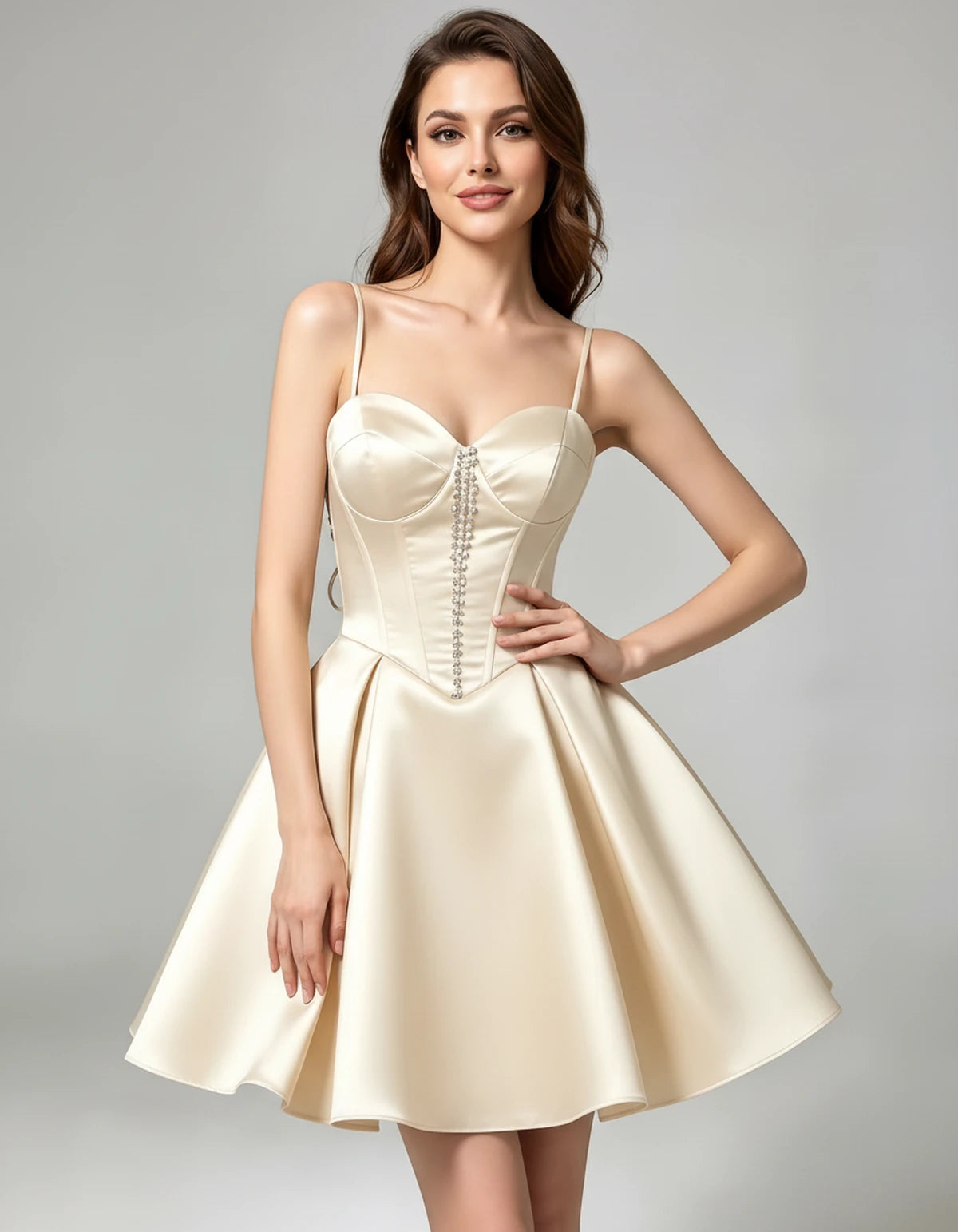Kerensa Mini Dress — Champagne | SKU: SD-41654-champagne-2,SD-41654-champagne-4,SD-41654-champagne-6,SD-41654-champagne-8,SD-41654-champagne-10,SD-41654-champagne-12,SD-41654-champagne-14,SD-41654-champagne-16,SD-41654-champagne-18,SD-41654-champagne-20,SD-41654-champagne-22,SD-41654-champagne-24