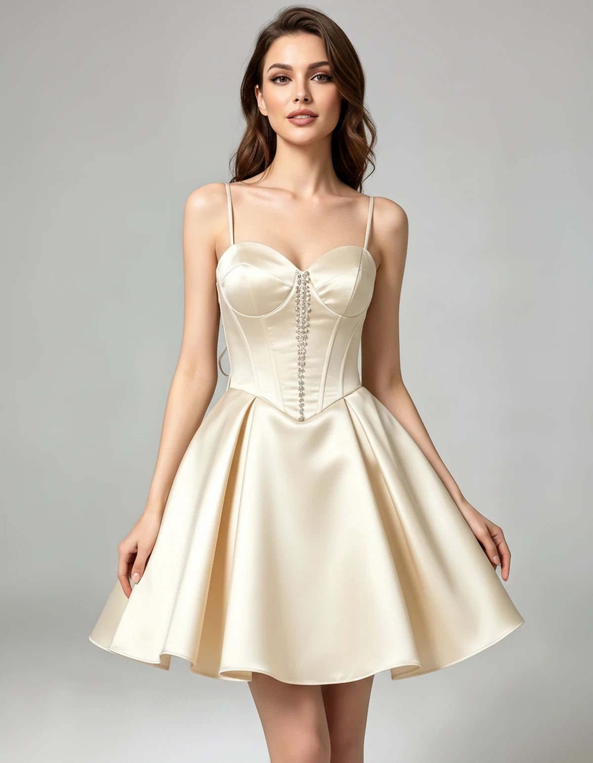 Kerensa Mini Dress — Champagne | SKU: SD-41654-champagne-2,SD-41654-champagne-4,SD-41654-champagne-6,SD-41654-champagne-8,SD-41654-champagne-10,SD-41654-champagne-12,SD-41654-champagne-14,SD-41654-champagne-16,SD-41654-champagne-18,SD-41654-champagne-20,SD-41654-champagne-22,SD-41654-champagne-24