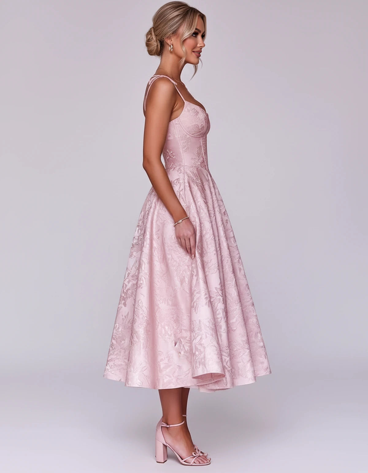 Lalique Midi Dresses — Pink | SKU: SD-68537-pink-2,SD-68537-pink-4,SD-68537-pink-6,SD-68537-pink-8,SD-68537-pink-10,SD-68537-pink-12,SD-68537-pink-14,SD-68537-pink-16,SD-68537-pink-16W,SD-68537-pink-18W,SD-68537-pink-20W,SD-68537-pink-22W