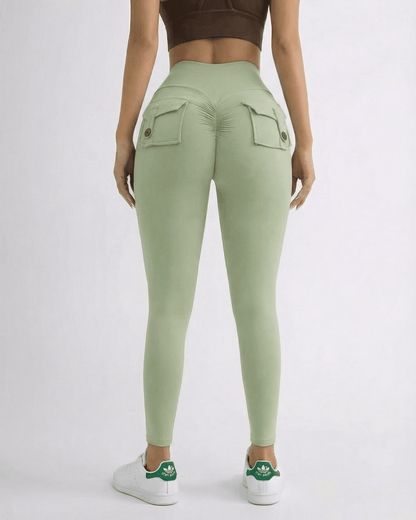 Iris Leggings Mint from SLIMONA, showcasing mint green ankle-length leggings with functional pockets.