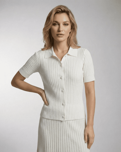 Capri Polo Shirt by SLIMONA - Women's slim knit polo shirt in lightweight summer fabric.