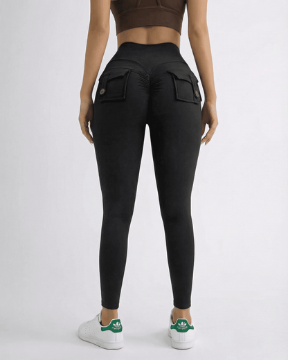 Iris Leggings Black by SLIMONA, featuring sleek design, functional pockets, and a flattering fit.