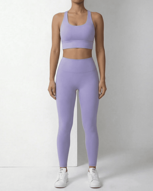 Iris Leggings by SLIMONA: ankle-length lavender leggings with pockets for style and comfort.