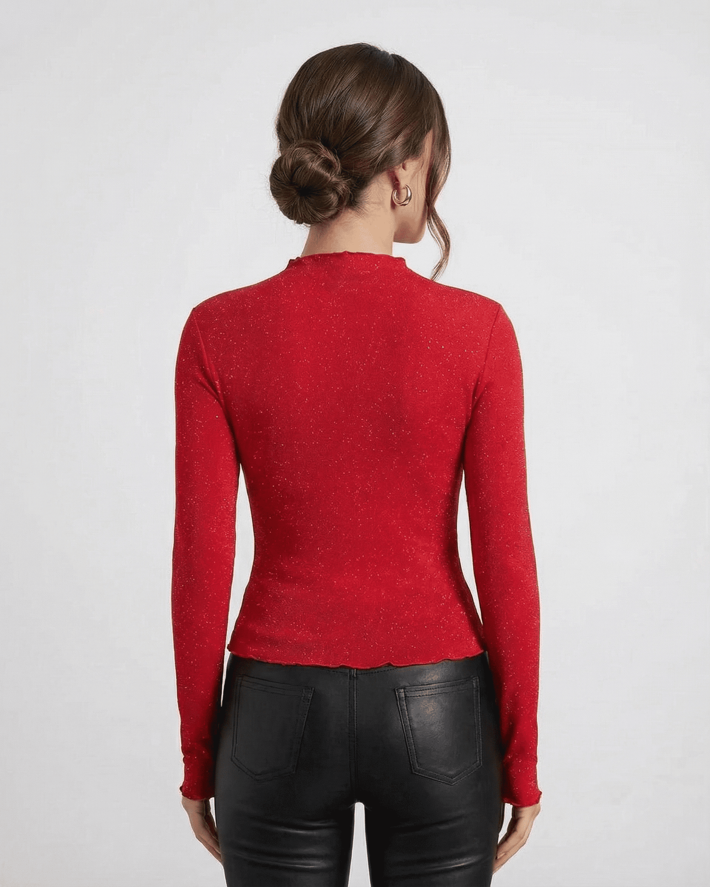 Scarlet Blouse by SLIMONA showcasing a stylish long sleeve design with a round neck and sequin detailing.