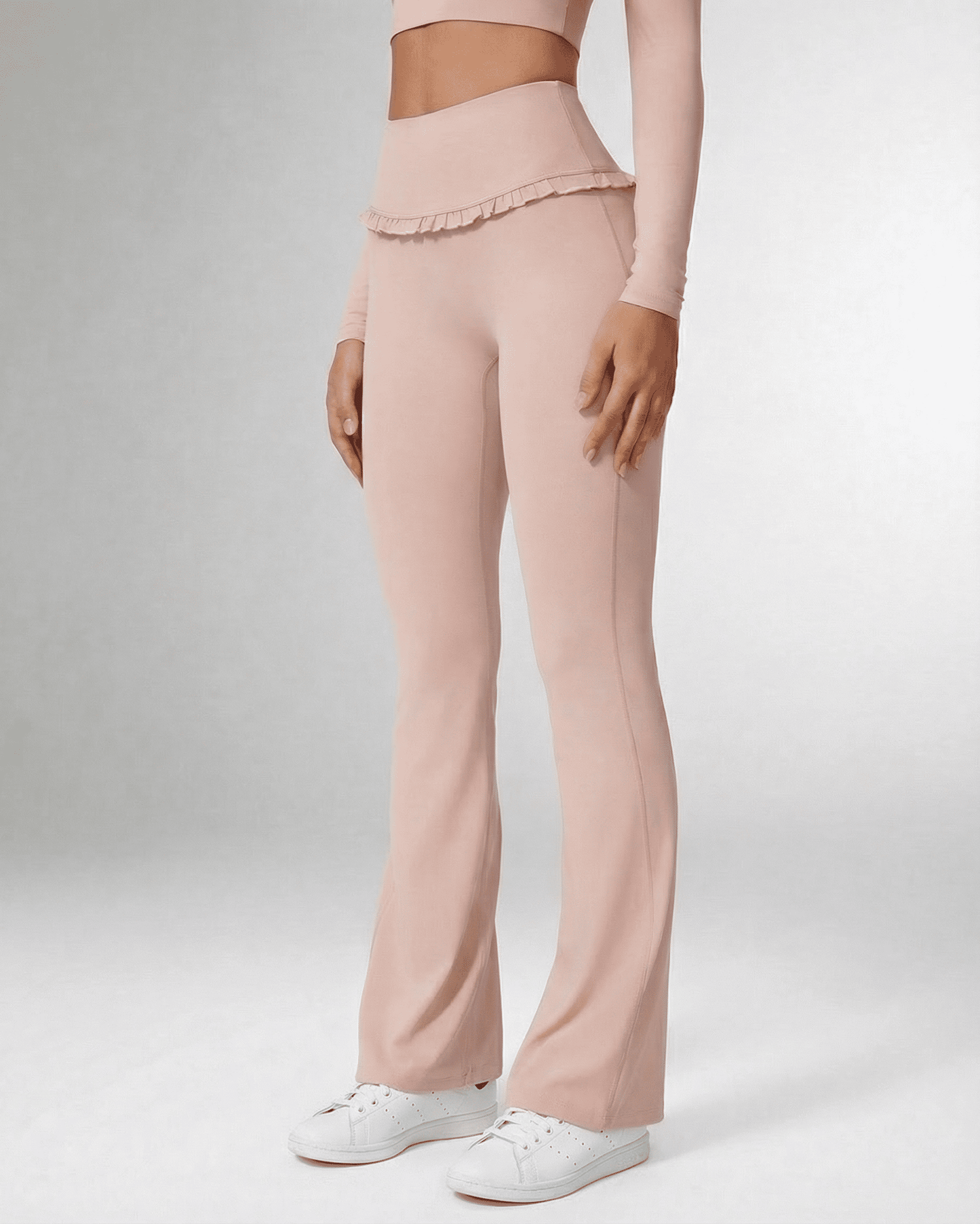 Serena Leggings by SLIMONA, elegant flare pants with pockets in a stylish blush color for comfort and casual wear.