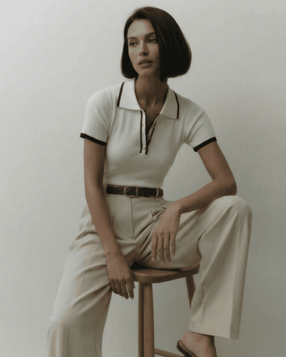 Siena Polo Shirt by SLIMONA in a refined slim fit, showcasing modern contrast detail and elegant style.