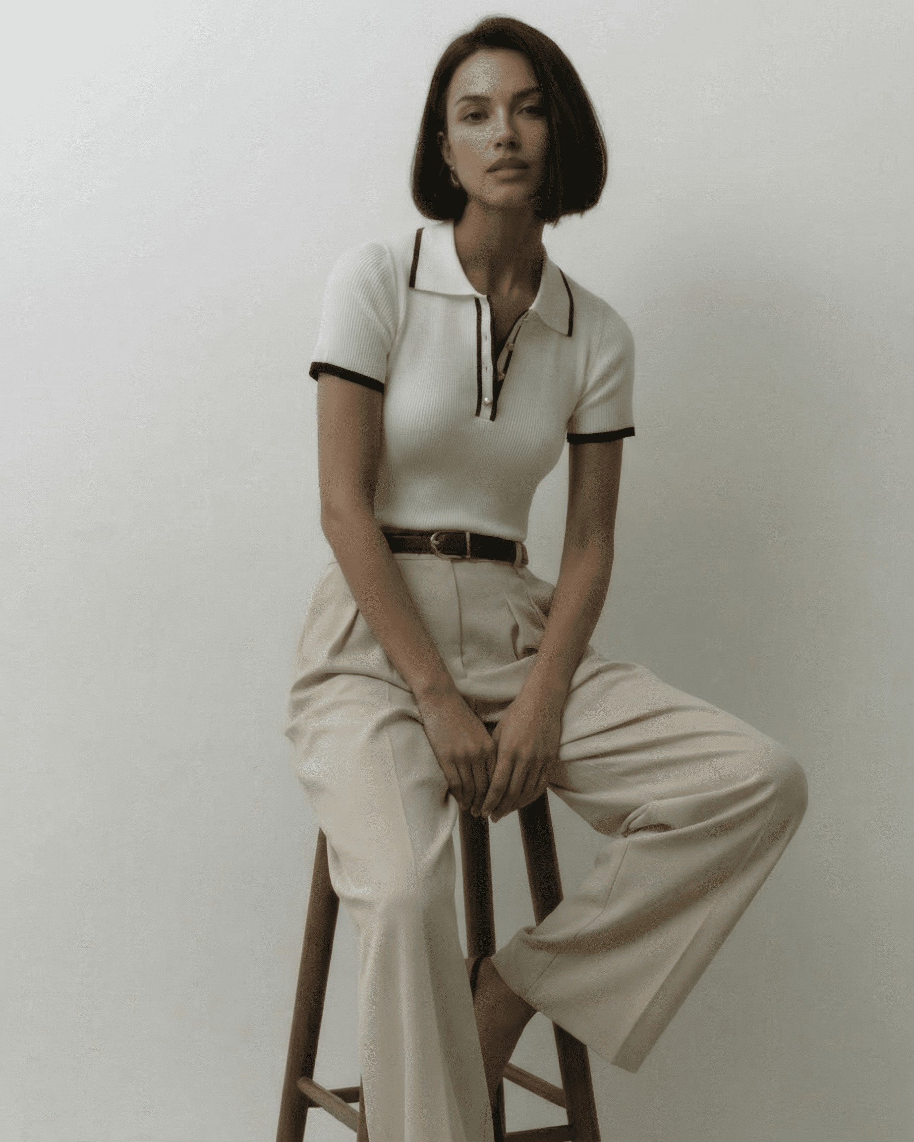 Siena Polo Shirt by SLIMONA, showcasing refined slim fit and modern contrast detail, perfect for elegant wardrobes.