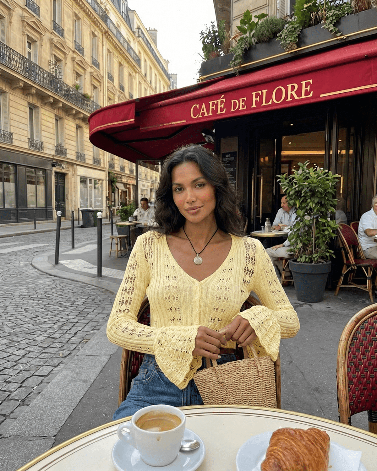Solana Cardigan by SLIMONA, cropped cotton knit with flare sleeves, perfect for warm-weather styling.