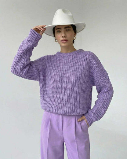 Lavande Sweater by Lauven - Textured Knit in Purple with Relaxed Fit, Ideal for Stylish Comfort.