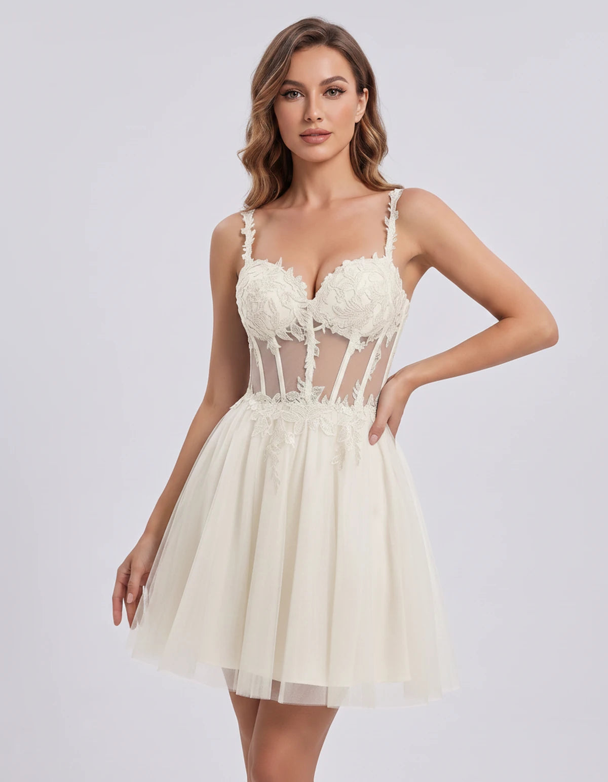 Lavandou Mini Dress — Ivory | SKU: SD-21933-ivory-2,SD-21933-ivory-4,SD-21933-ivory-6,SD-21933-ivory-8,SD-21933-ivory-10,SD-21933-ivory-12,SD-21933-ivory-14,SD-21933-ivory-16,SD-21933-ivory-16W,SD-21933-ivory-18W,SD-21933-ivory-20W,SD-21933-ivory-22W