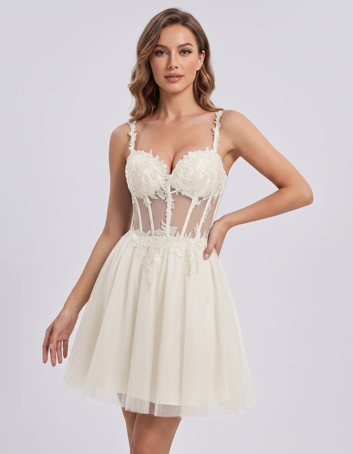 Lavandou Mini Dress — Ivory | SKU: SD-21933-ivory-2,SD-21933-ivory-4,SD-21933-ivory-6,SD-21933-ivory-8,SD-21933-ivory-10,SD-21933-ivory-12,SD-21933-ivory-14,SD-21933-ivory-16,SD-21933-ivory-16W,SD-21933-ivory-18W,SD-21933-ivory-20W,SD-21933-ivory-22W