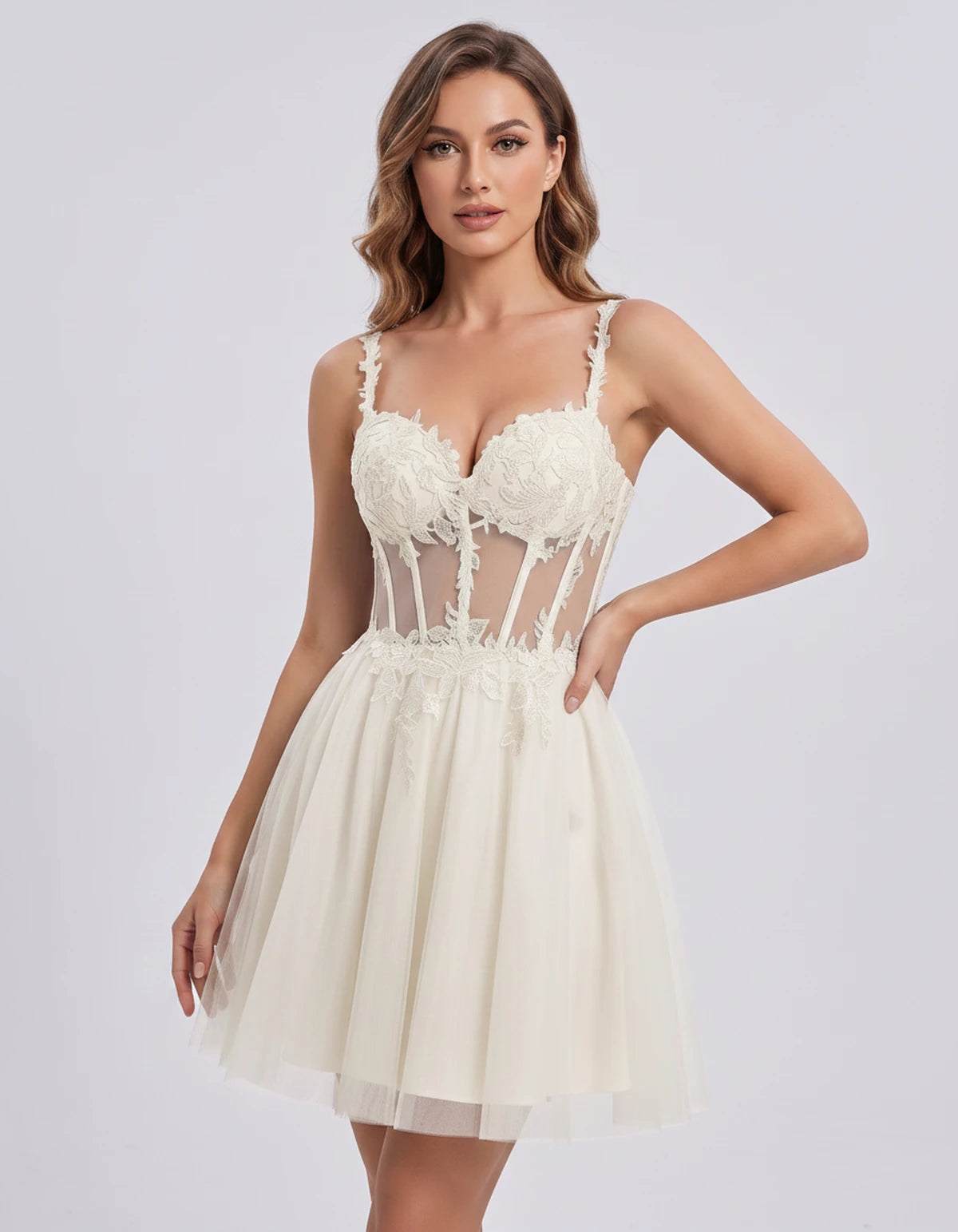 Lavandou Mini Dress — Ivory | SKU: SD-21933-ivory-2,SD-21933-ivory-4,SD-21933-ivory-6,SD-21933-ivory-8,SD-21933-ivory-10,SD-21933-ivory-12,SD-21933-ivory-14,SD-21933-ivory-16,SD-21933-ivory-16W,SD-21933-ivory-18W,SD-21933-ivory-20W,SD-21933-ivory-22W