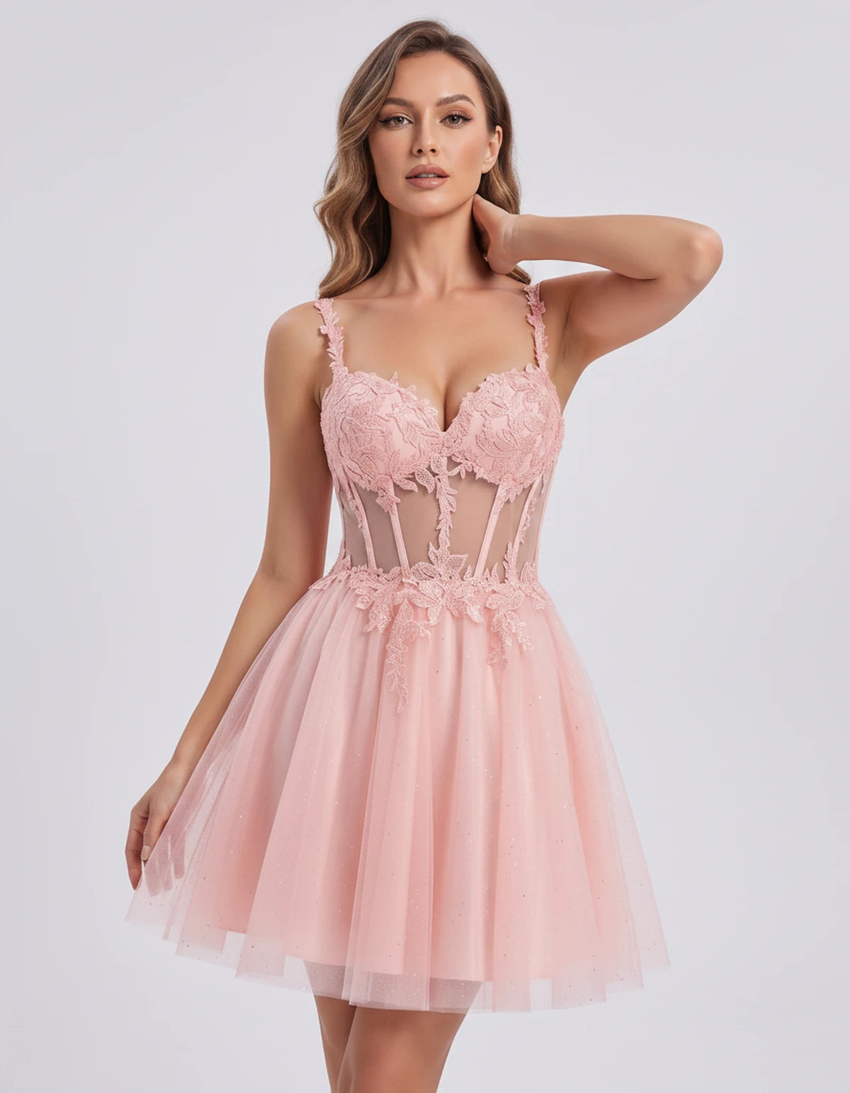Lavandou Mini Dress — Pink | SKU: SD-21933-pink-2,SD-21933-pink-4,SD-21933-pink-6,SD-21933-pink-8,SD-21933-pink-10,SD-21933-pink-12,SD-21933-pink-14,SD-21933-pink-16,SD-21933-pink-16W,SD-21933-pink-18W,SD-21933-pink-20W,SD-21933-pink-22W