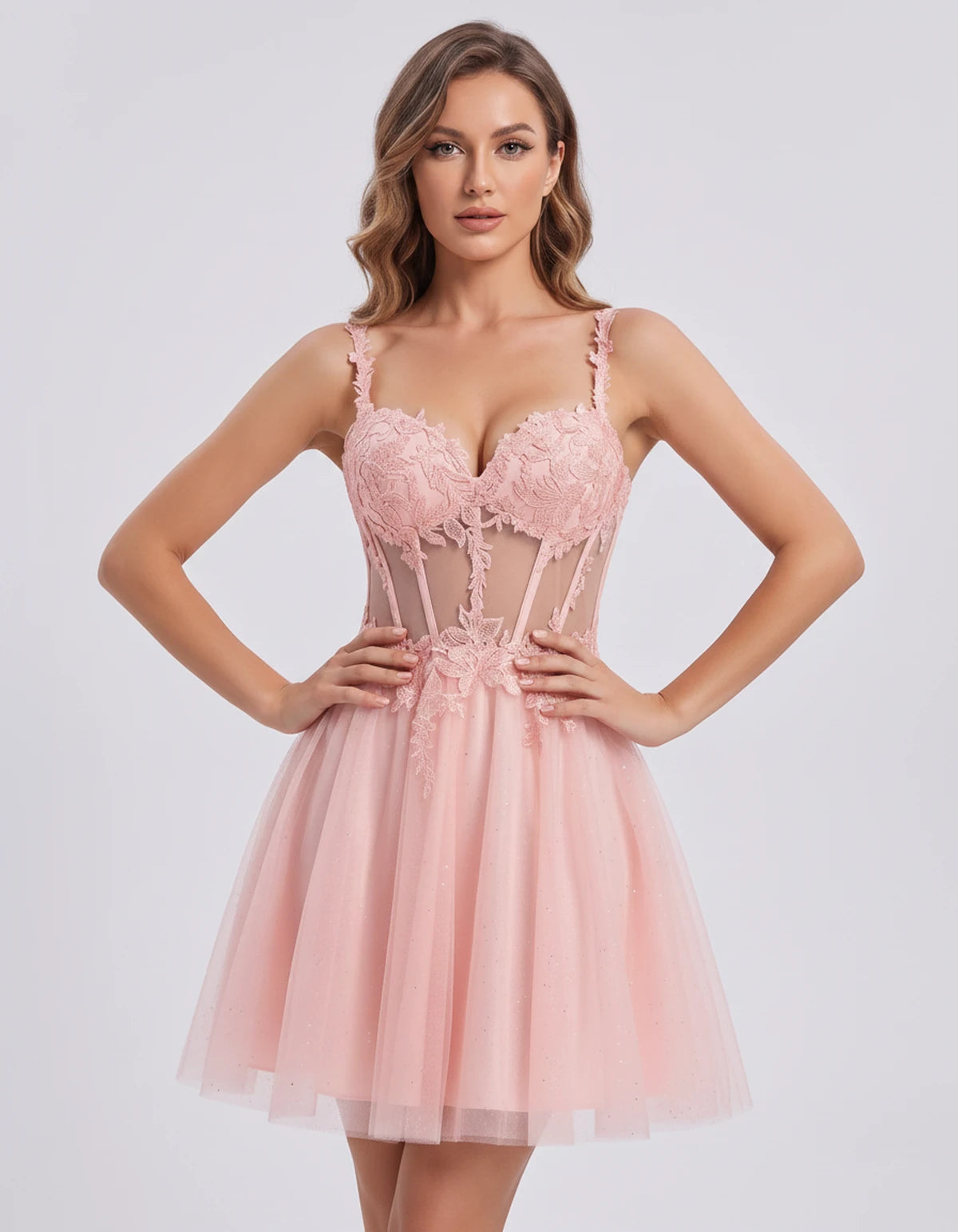 Lavandou Mini Dress — Pink | SKU: SD-21933-pink-2,SD-21933-pink-4,SD-21933-pink-6,SD-21933-pink-8,SD-21933-pink-10,SD-21933-pink-12,SD-21933-pink-14,SD-21933-pink-16,SD-21933-pink-16W,SD-21933-pink-18W,SD-21933-pink-20W,SD-21933-pink-22W