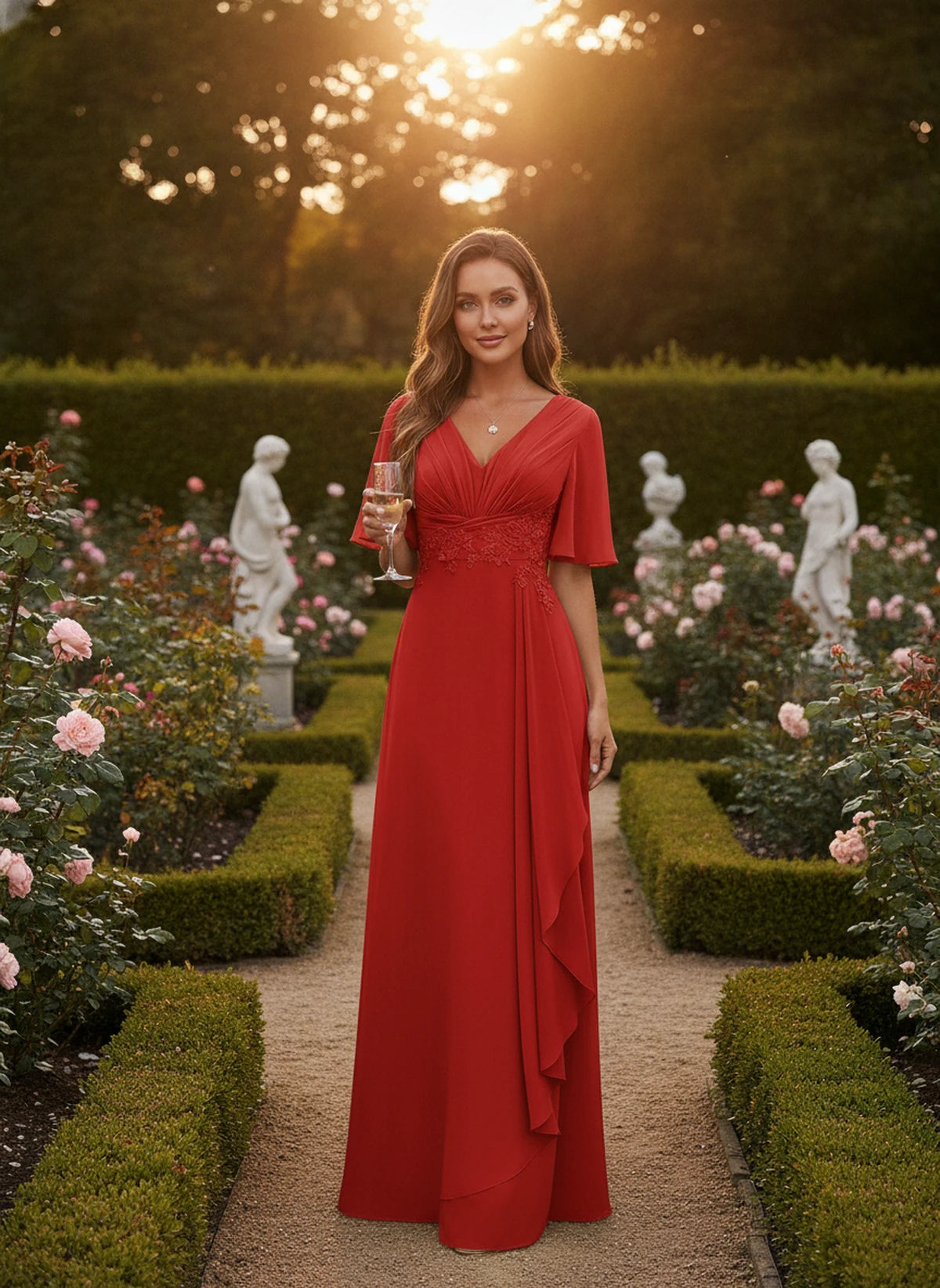 Lavinia Maxi Dress — Red | SKU: SD-21668-red-2,SD-21668-red-4,SD-21668-red-6,SD-21668-red-8,SD-21668-red-10,SD-21668-red-12,SD-21668-red-14,SD-21668-red-16,SD-21668-red-16W,SD-21668-red-18W,SD-21668-red-20W,SD-21668-red-22W