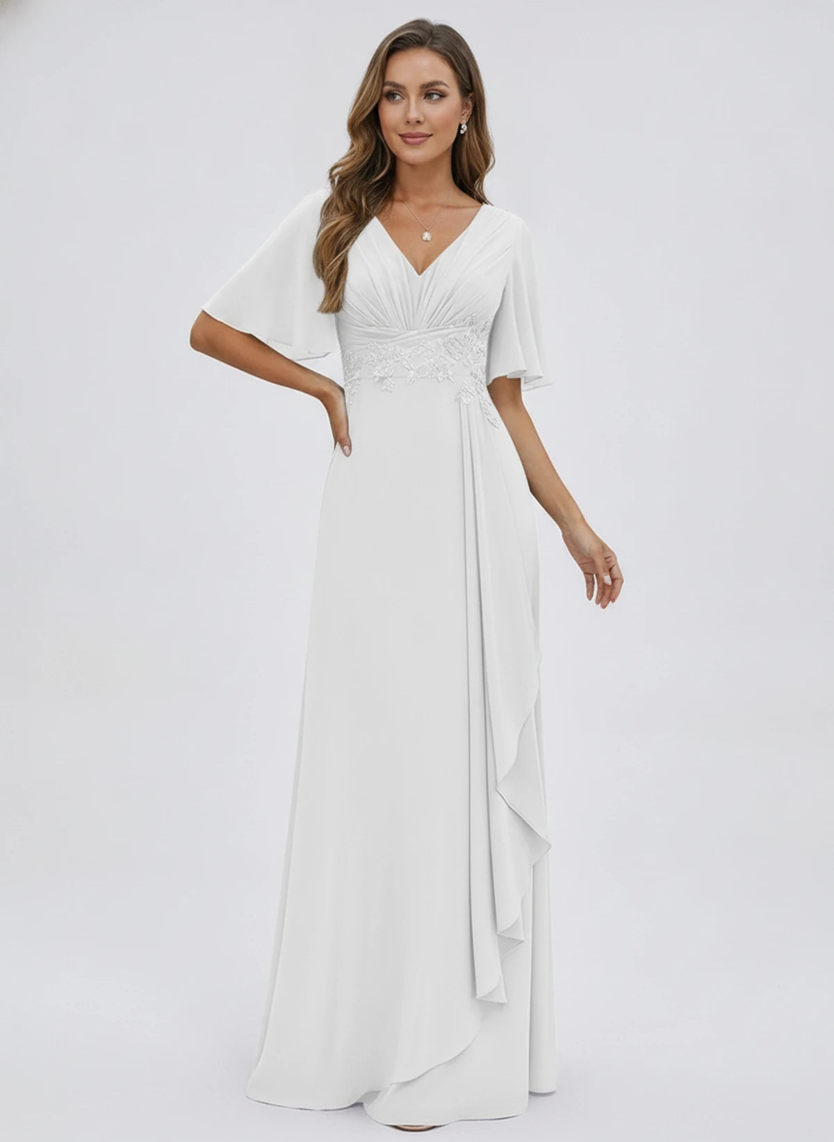 Lavinia Maxi Dress — White | SKU: SD-21668-white-2,SD-21668-white-4,SD-21668-white-6,SD-21668-white-8,SD-21668-white-10,SD-21668-white-12,SD-21668-white-14,SD-21668-white-16,SD-21668-white-16W,SD-21668-white-18W,SD-21668-white-20W,SD-21668-white-22W