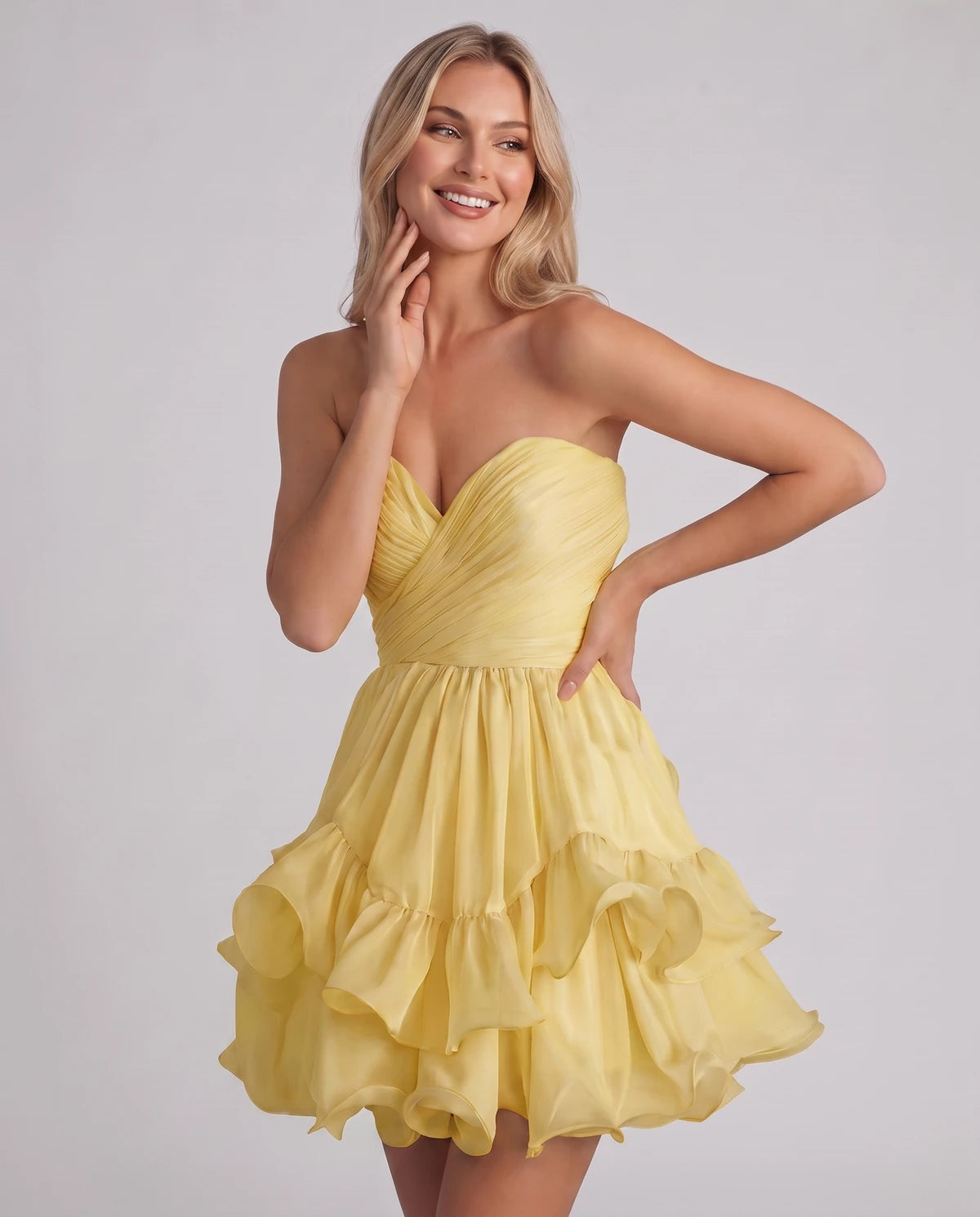 Lenora Mini Dress — Yellow | SKU: SD-60944-yellow-2,SD-60944-yellow-4,SD-60944-yellow-6,SD-60944-yellow-8,SD-60944-yellow-10,SD-60944-yellow-12,SD-60944-yellow-14,SD-60944-yellow-16,SD-60944-yellow-16W,SD-60944-yellow-18W,SD-60944-yellow-20W,SD-60944-yellow-22W