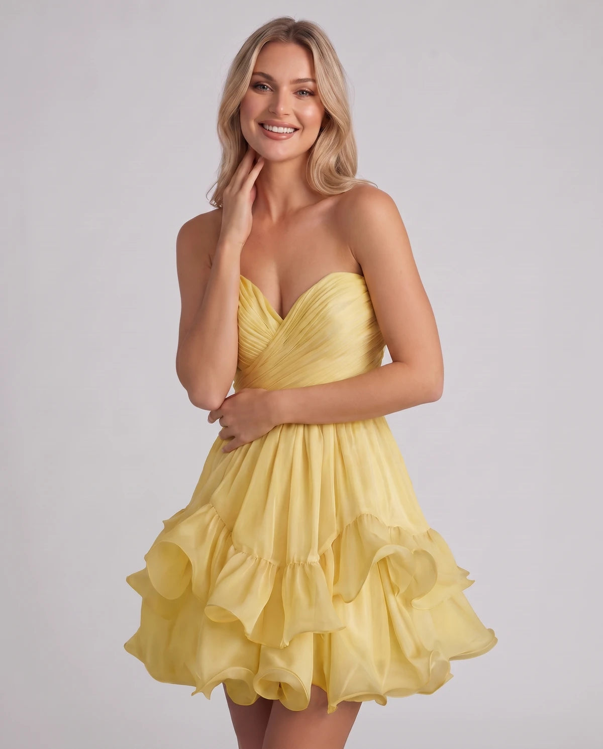 Lenora Mini Dress — Yellow | SKU: SD-60944-yellow-2,SD-60944-yellow-4,SD-60944-yellow-6,SD-60944-yellow-8,SD-60944-yellow-10,SD-60944-yellow-12,SD-60944-yellow-14,SD-60944-yellow-16,SD-60944-yellow-16W,SD-60944-yellow-18W,SD-60944-yellow-20W,SD-60944-yellow-22W