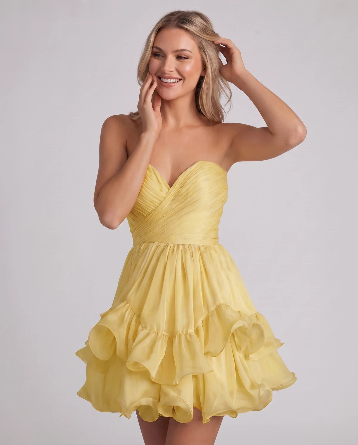 Lenora Mini Dress — Yellow | SKU: SD-60944-yellow-2,SD-60944-yellow-4,SD-60944-yellow-6,SD-60944-yellow-8,SD-60944-yellow-10,SD-60944-yellow-12,SD-60944-yellow-14,SD-60944-yellow-16,SD-60944-yellow-16W,SD-60944-yellow-18W,SD-60944-yellow-20W,SD-60944-yellow-22W