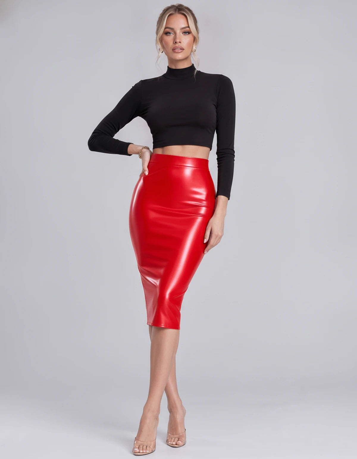 Levantine Midi Skirt — Red | SKU: SD-58939-red-XS,SD-58939-red-S,SD-58939-red-M,SD-58939-red-L,SD-58939-red-XL,SD-58939-red-2XL