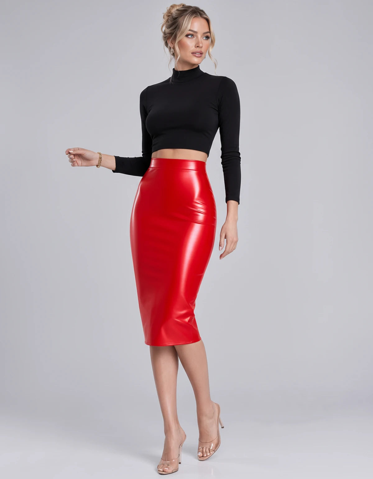 Levantine Midi Skirt — Red | SKU: SD-58939-red-XS,SD-58939-red-S,SD-58939-red-M,SD-58939-red-L,SD-58939-red-XL,SD-58939-red-2XL