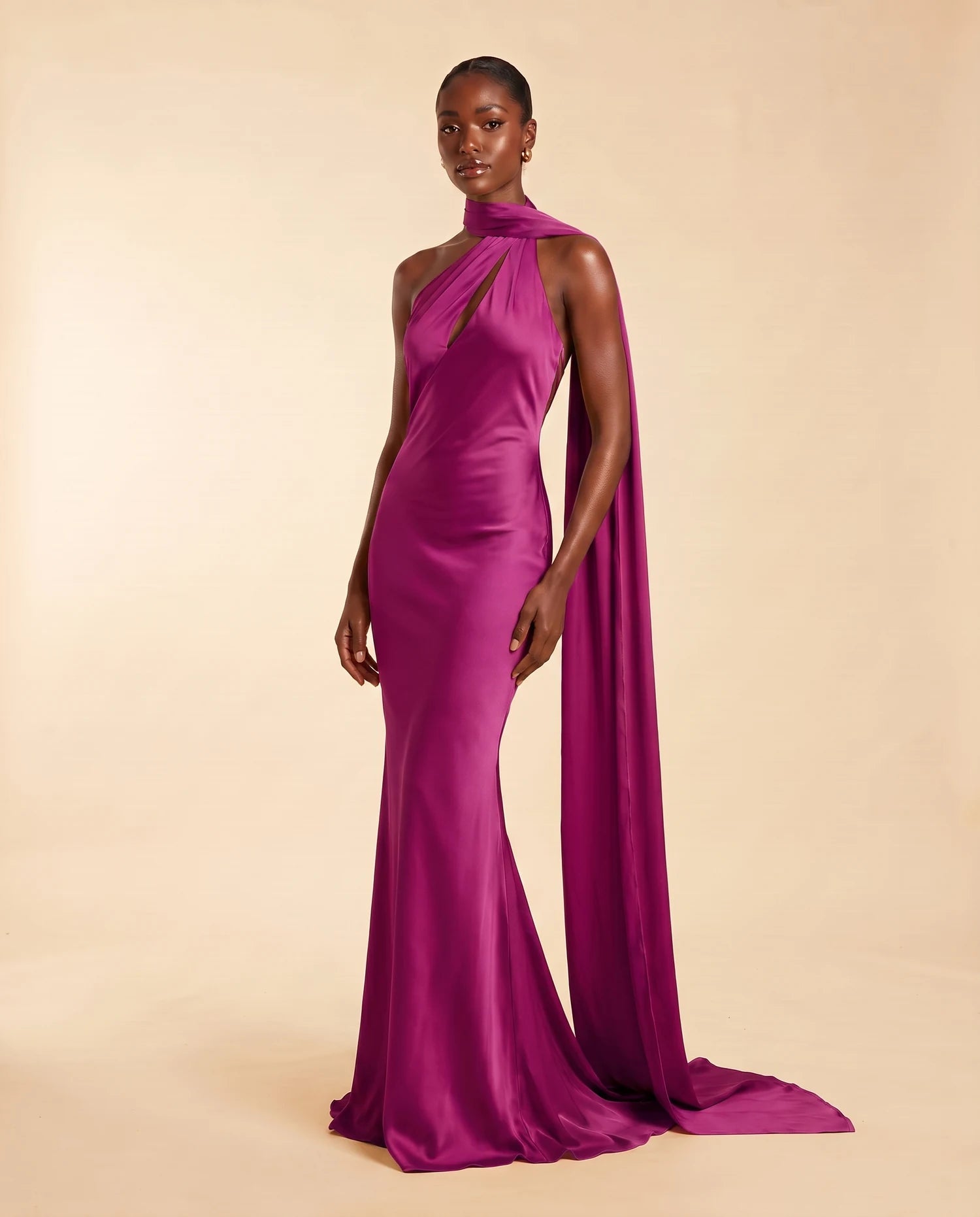 Liora Satin Scarf Dress Magenta Purple 01-herov2
