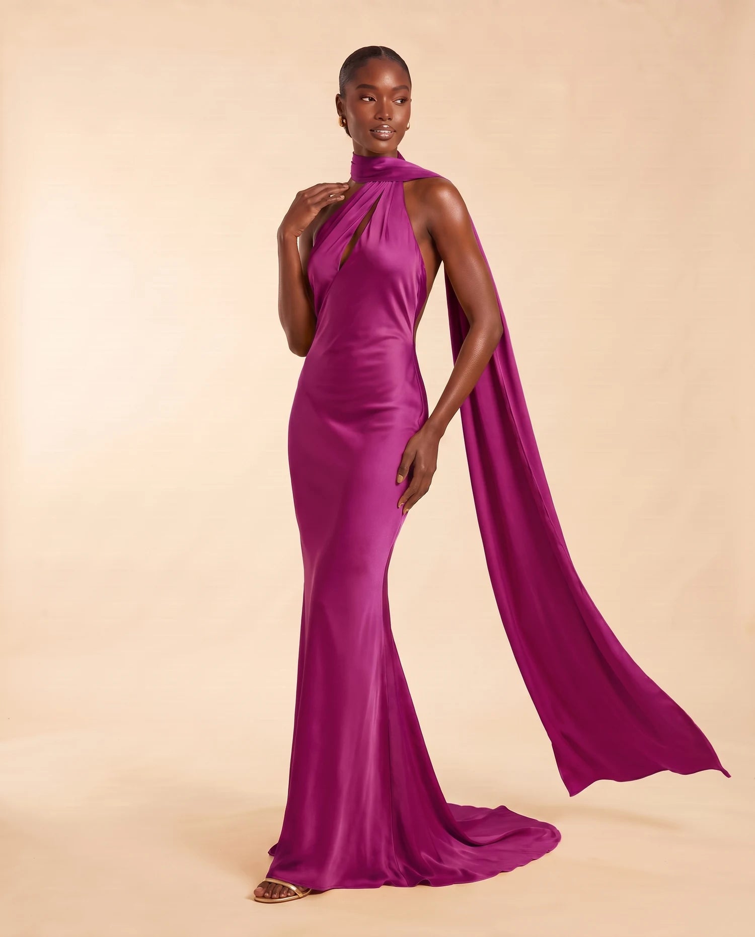 Liora Satin Scarf Dress Magenta Purple 07-lifestyle