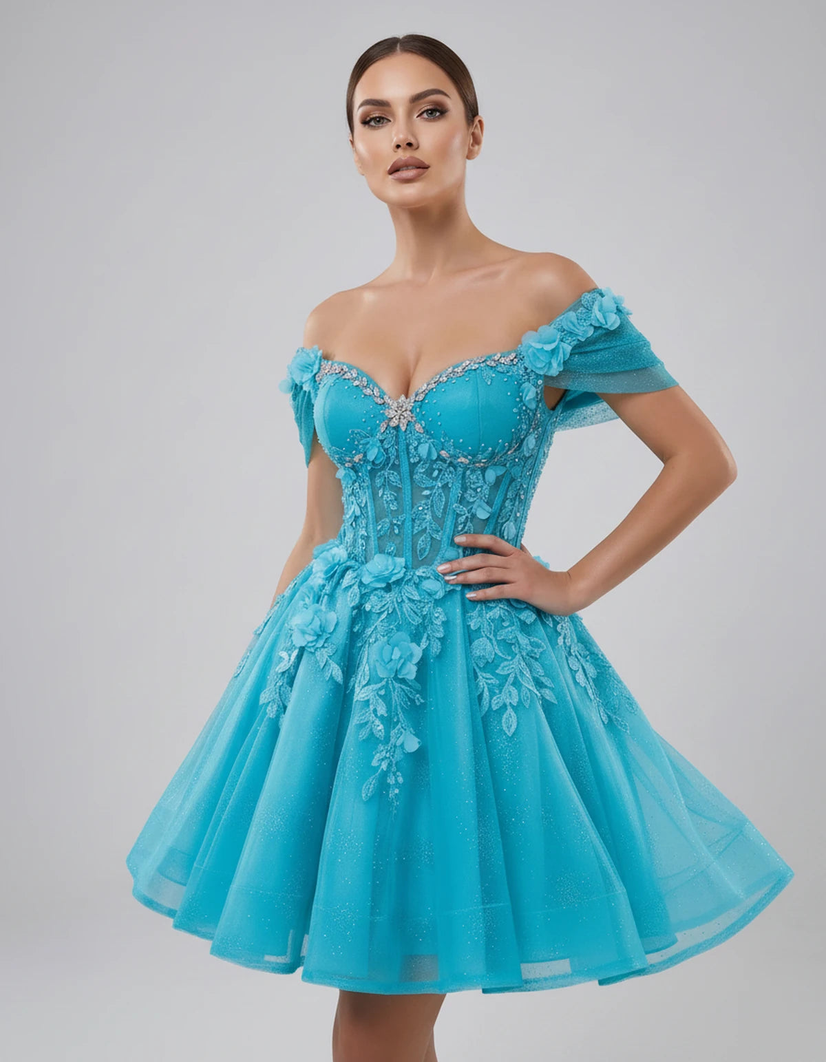 Lisbeth Mini Dress — Blue | SKU: SD-95431-blue-2,SD-95431-blue-4,SD-95431-blue-6,SD-95431-blue-8,SD-95431-blue-10,SD-95431-blue-12,SD-95431-blue-14,SD-95431-blue-16,SD-95431-blue-16W,SD-95431-blue-18W,SD-95431-blue-20W,SD-95431-blue-22W