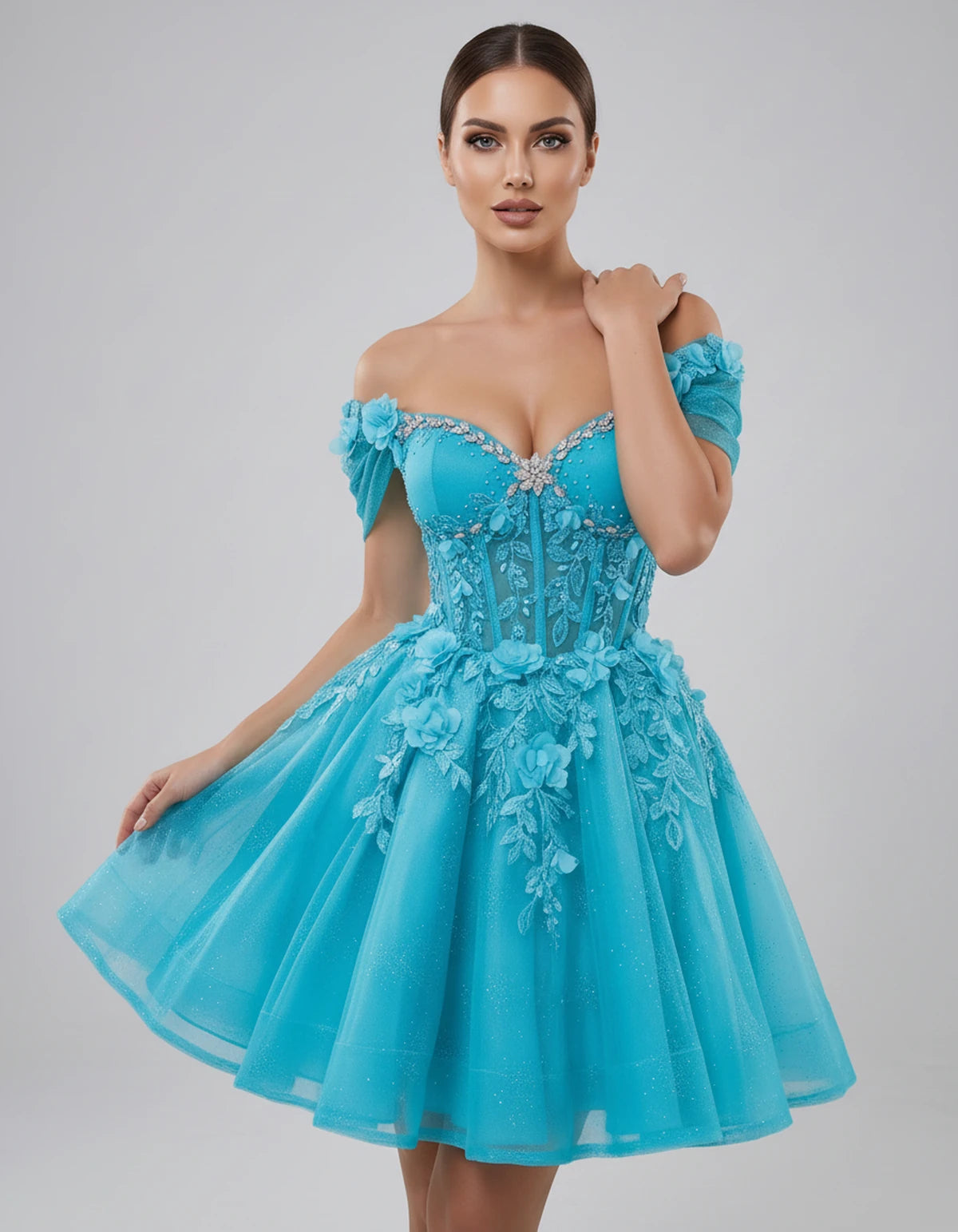 Lisbeth Mini Dress — Blue | SKU: SD-95431-blue-2,SD-95431-blue-4,SD-95431-blue-6,SD-95431-blue-8,SD-95431-blue-10,SD-95431-blue-12,SD-95431-blue-14,SD-95431-blue-16,SD-95431-blue-16W,SD-95431-blue-18W,SD-95431-blue-20W,SD-95431-blue-22W