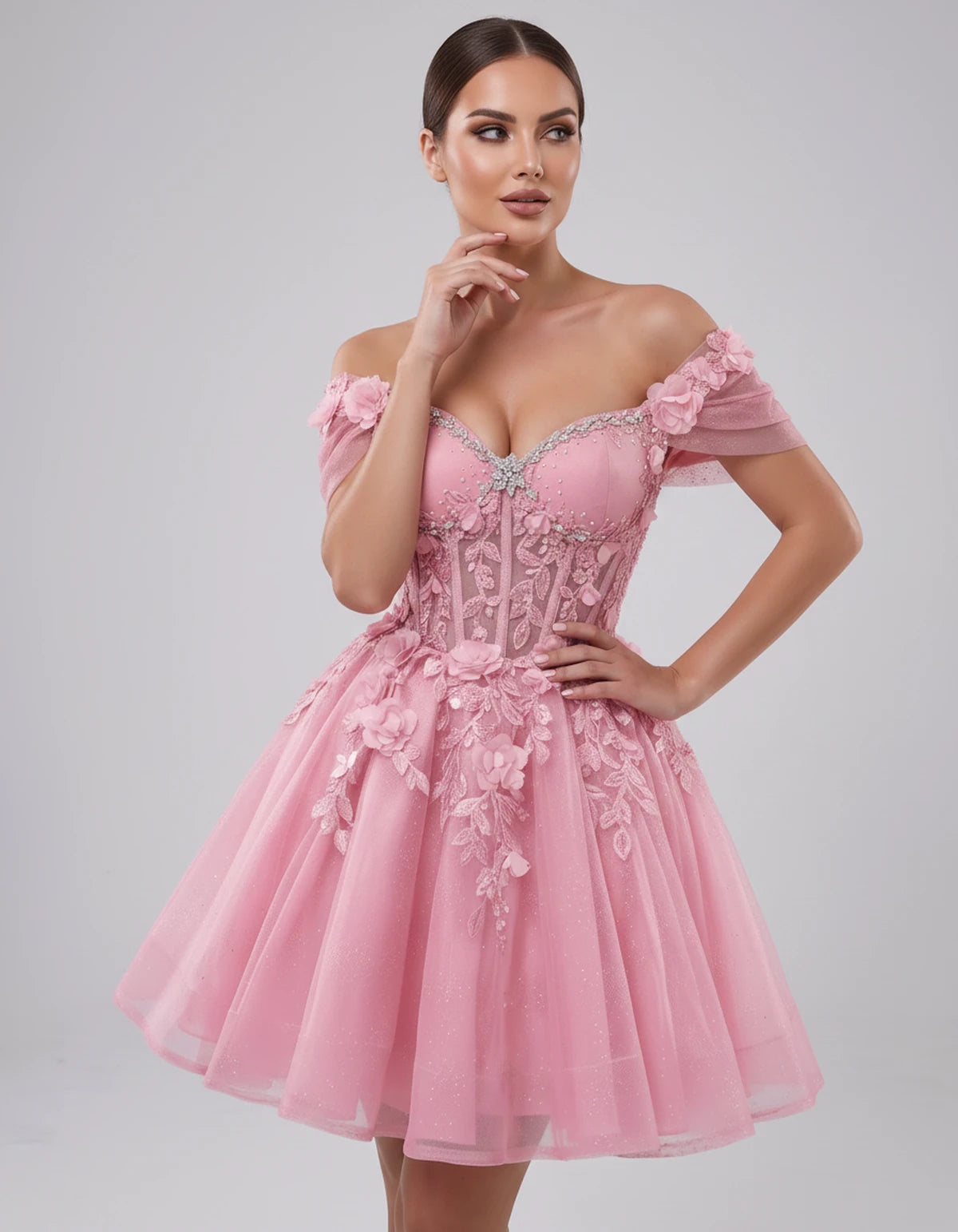 Lisbeth Mini Dress — Pink | SKU: SD-95431-pink-2,SD-95431-pink-4,SD-95431-pink-6,SD-95431-pink-8,SD-95431-pink-10,SD-95431-pink-12,SD-95431-pink-14,SD-95431-pink-16,SD-95431-pink-16W,SD-95431-pink-18W,SD-95431-pink-20W,SD-95431-pink-22W