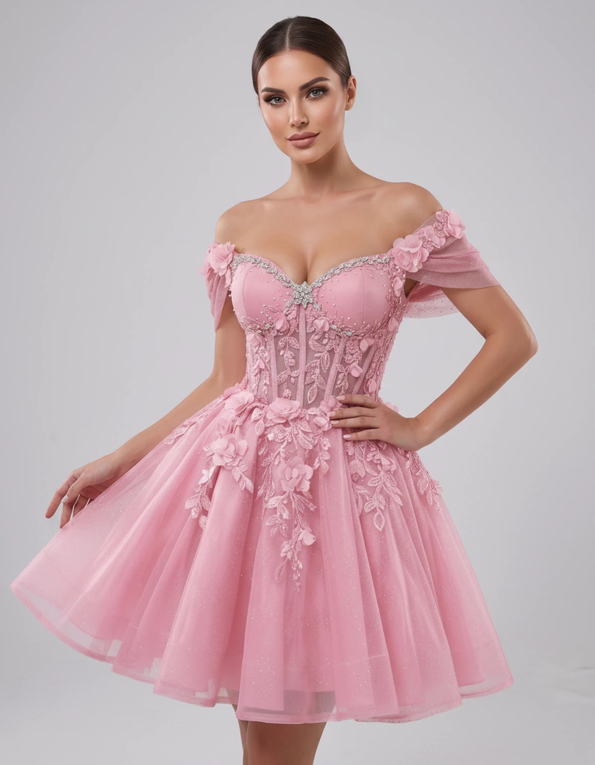 Lisbeth Mini Dress — Pink | SKU: SD-95431-pink-2,SD-95431-pink-4,SD-95431-pink-6,SD-95431-pink-8,SD-95431-pink-10,SD-95431-pink-12,SD-95431-pink-14,SD-95431-pink-16,SD-95431-pink-16W,SD-95431-pink-18W,SD-95431-pink-20W,SD-95431-pink-22W