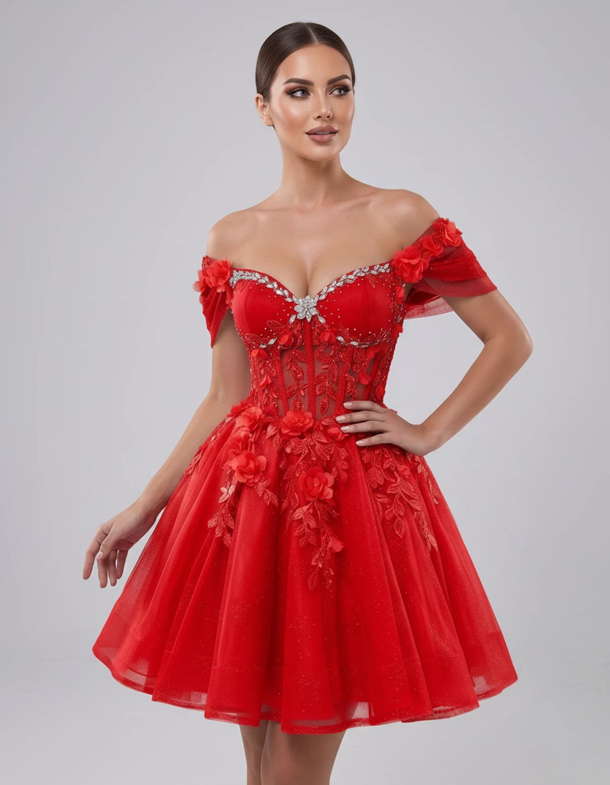 Lisbeth Mini Dress — Red | SKU: SD-95431-red-2,SD-95431-red-4,SD-95431-red-6,SD-95431-red-8,SD-95431-red-10,SD-95431-red-12,SD-95431-red-14,SD-95431-red-16,SD-95431-red-16W,SD-95431-red-18W,SD-95431-red-20W,SD-95431-red-22W