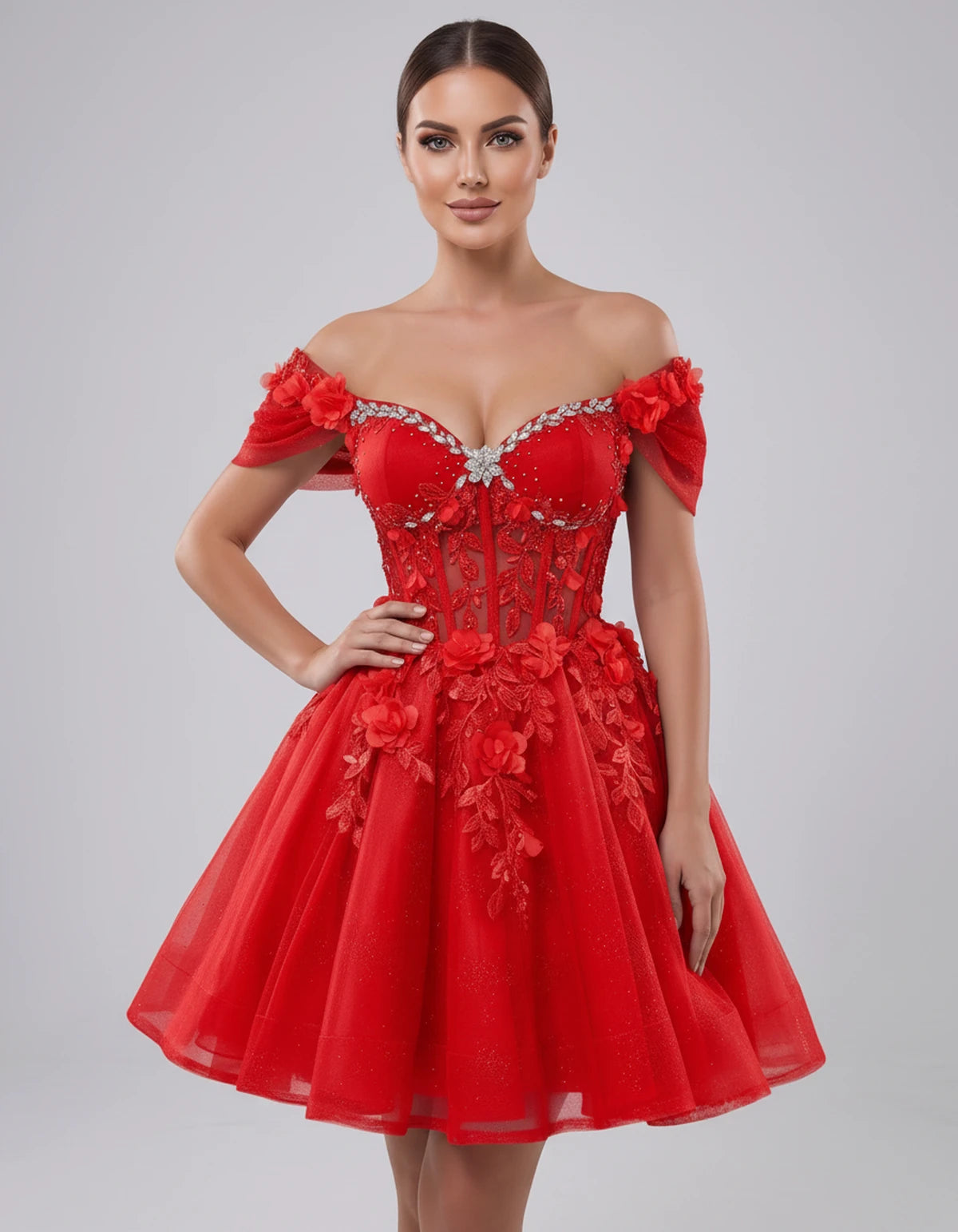 Lisbeth Mini Dress — Red | SKU: SD-95431-red-2,SD-95431-red-4,SD-95431-red-6,SD-95431-red-8,SD-95431-red-10,SD-95431-red-12,SD-95431-red-14,SD-95431-red-16,SD-95431-red-16W,SD-95431-red-18W,SD-95431-red-20W,SD-95431-red-22W