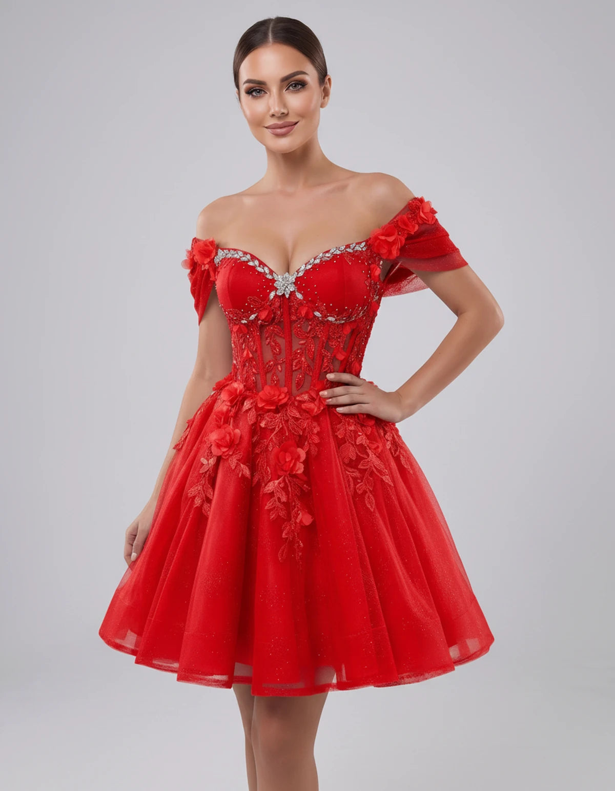 Lisbeth Mini Dress — Red | SKU: SD-95431-red-2,SD-95431-red-4,SD-95431-red-6,SD-95431-red-8,SD-95431-red-10,SD-95431-red-12,SD-95431-red-14,SD-95431-red-16,SD-95431-red-16W,SD-95431-red-18W,SD-95431-red-20W,SD-95431-red-22W