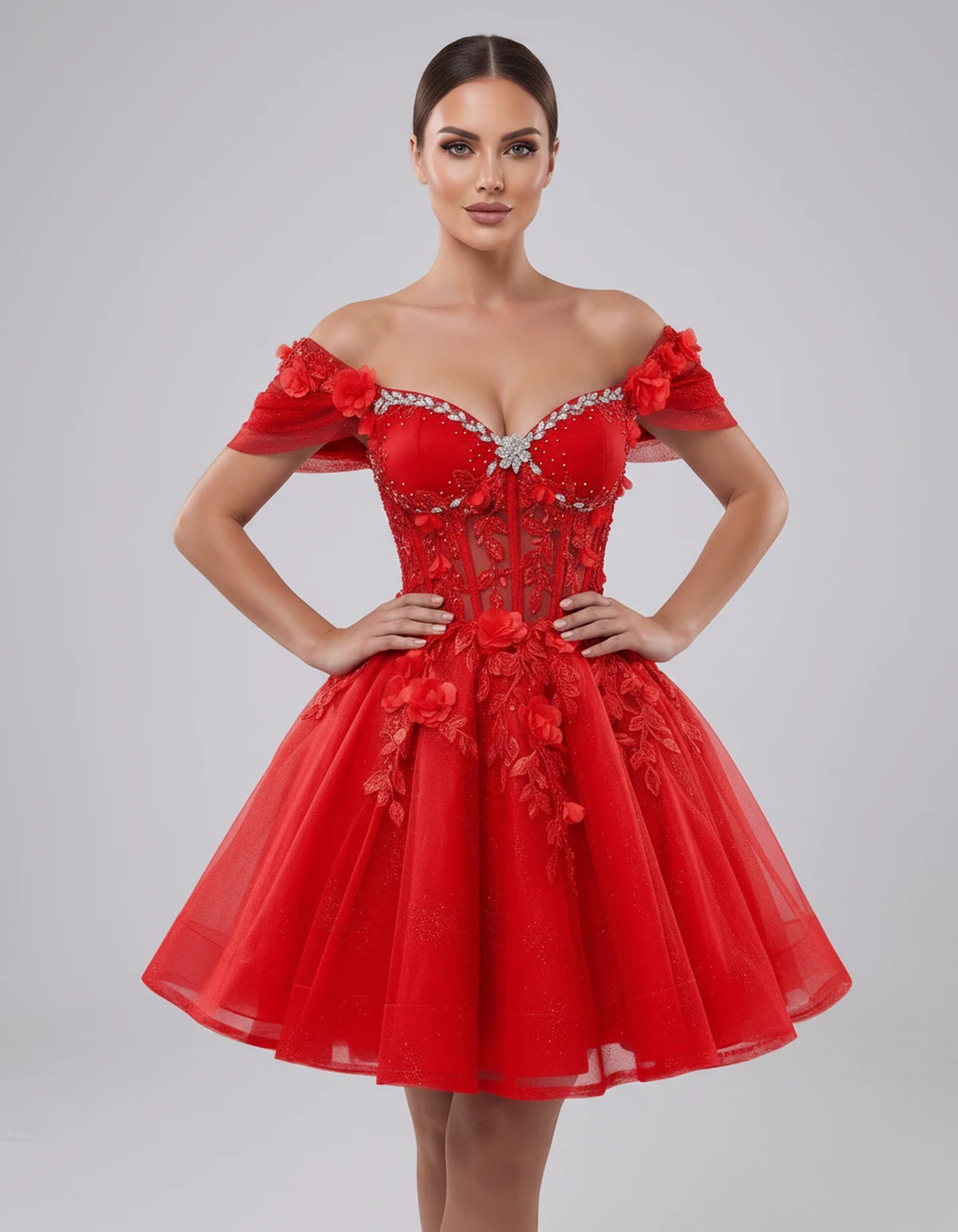 Lisbeth Mini Dress — Red | SKU: SD-95431-red-2,SD-95431-red-4,SD-95431-red-6,SD-95431-red-8,SD-95431-red-10,SD-95431-red-12,SD-95431-red-14,SD-95431-red-16,SD-95431-red-16W,SD-95431-red-18W,SD-95431-red-20W,SD-95431-red-22W