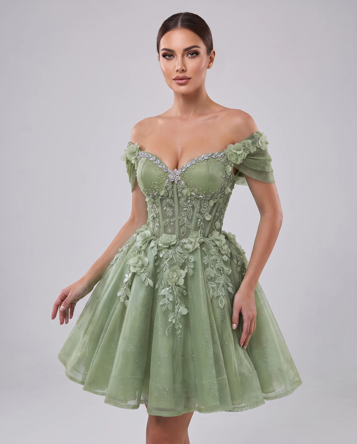 Lace A-Line Mini Evening Dress for Women — V-Neck | Fall Mini, Semi Formal Prom, Party, Cocktail, Graduation & Homecoming