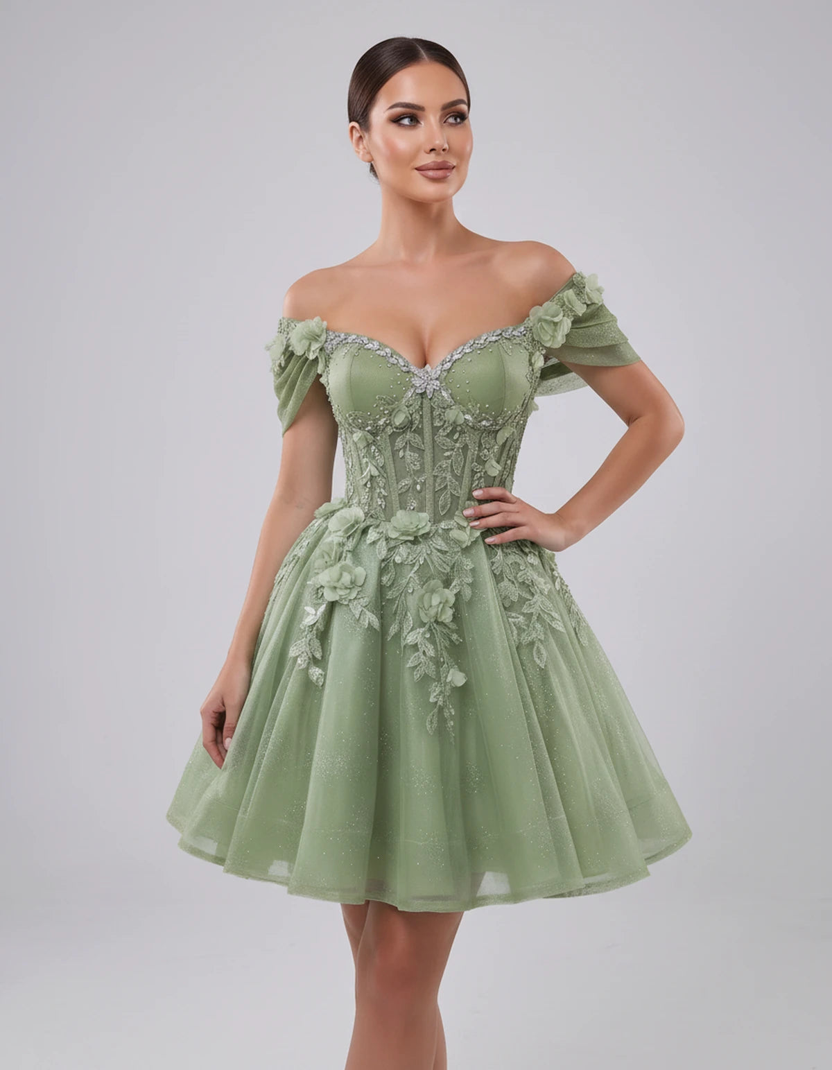 Lisbeth Mini Dress — Sage Green | SKU: SD-95431-sagegreen-2,SD-95431-sagegreen-4,SD-95431-sagegreen-6,SD-95431-sagegreen-8,SD-95431-sagegreen-10,SD-95431-sagegreen-12,SD-95431-sagegreen-14,SD-95431-sagegreen-16,SD-95431-sagegreen-16W,SD-95431-sagegreen-18W,SD-95431-sagegreen-20W,SD-95431-sagegreen-22W
