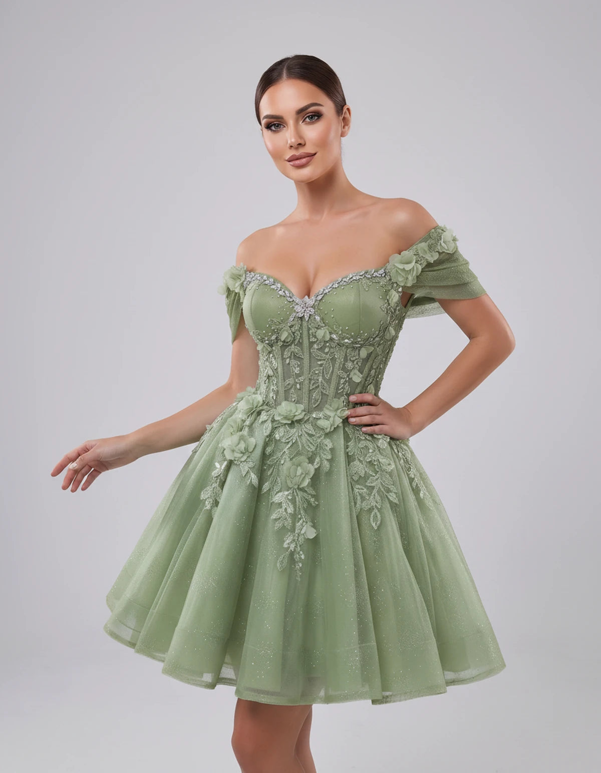 Lisbeth Mini Dress — Sage Green | SKU: SD-95431-sagegreen-2,SD-95431-sagegreen-4,SD-95431-sagegreen-6,SD-95431-sagegreen-8,SD-95431-sagegreen-10,SD-95431-sagegreen-12,SD-95431-sagegreen-14,SD-95431-sagegreen-16,SD-95431-sagegreen-16W,SD-95431-sagegreen-18W,SD-95431-sagegreen-20W,SD-95431-sagegreen-22W