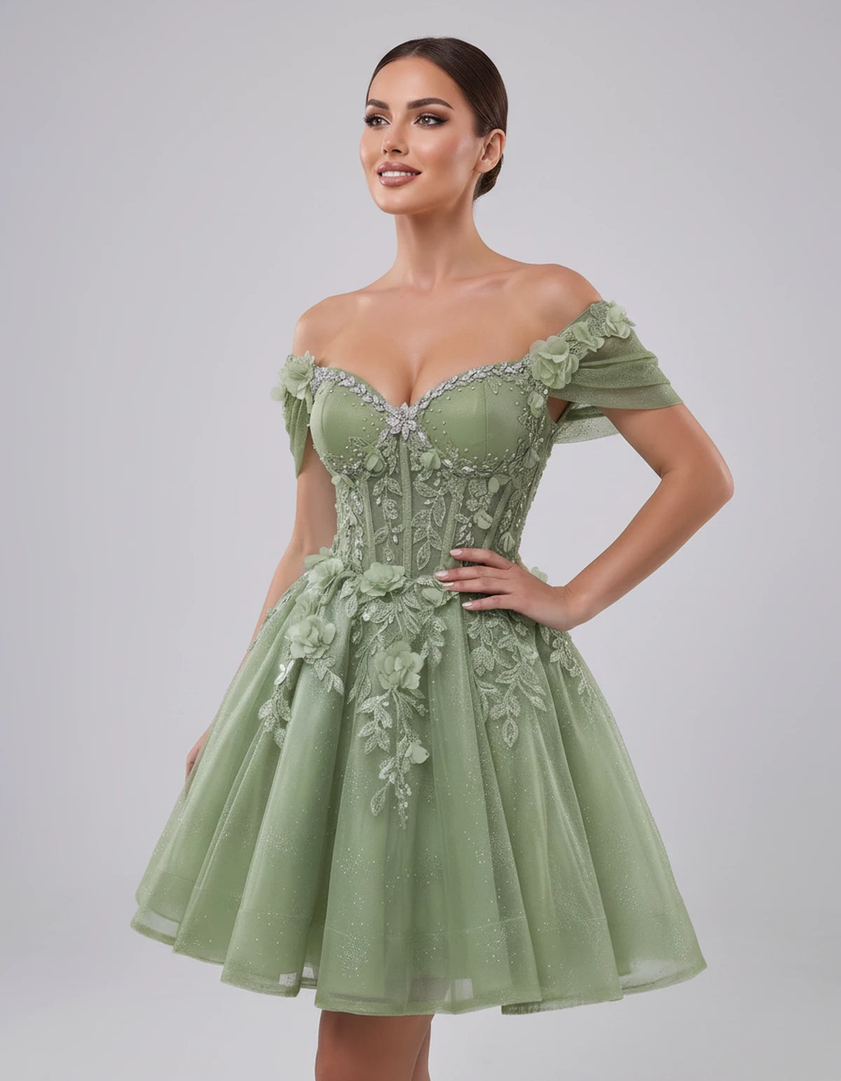 Lisbeth Mini Dress — Sage Green | SKU: SD-95431-sagegreen-2,SD-95431-sagegreen-4,SD-95431-sagegreen-6,SD-95431-sagegreen-8,SD-95431-sagegreen-10,SD-95431-sagegreen-12,SD-95431-sagegreen-14,SD-95431-sagegreen-16,SD-95431-sagegreen-16W,SD-95431-sagegreen-18W,SD-95431-sagegreen-20W,SD-95431-sagegreen-22W