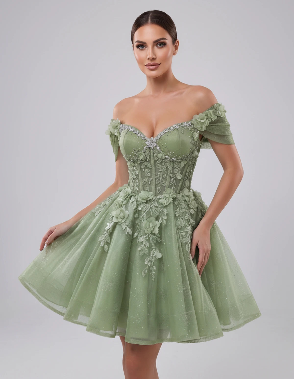 Lisbeth Mini Dress — Sage Green | SKU: SD-95431-sagegreen-2,SD-95431-sagegreen-4,SD-95431-sagegreen-6,SD-95431-sagegreen-8,SD-95431-sagegreen-10,SD-95431-sagegreen-12,SD-95431-sagegreen-14,SD-95431-sagegreen-16,SD-95431-sagegreen-16W,SD-95431-sagegreen-18W,SD-95431-sagegreen-20W,SD-95431-sagegreen-22W
