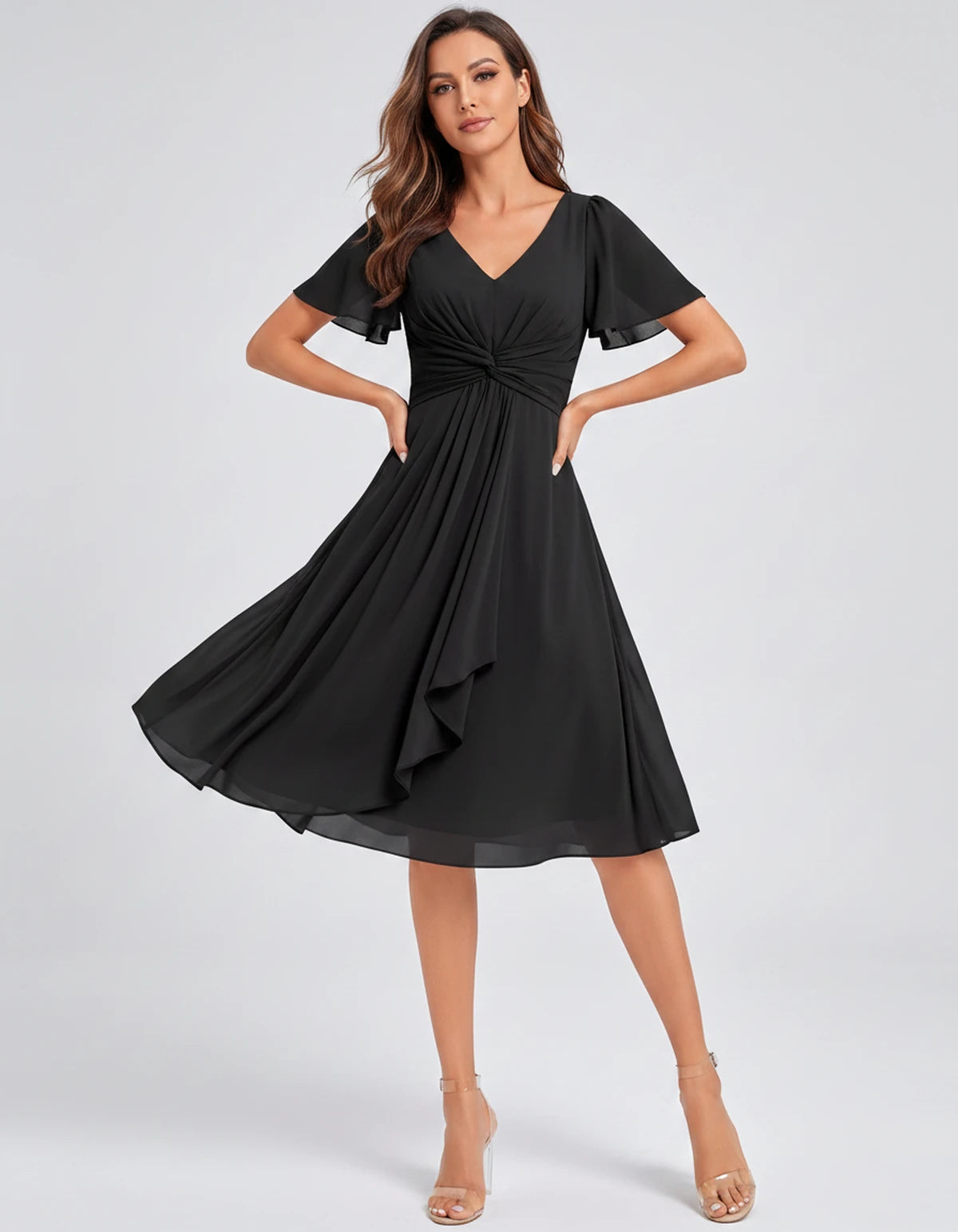 Lisbonne Mini Dress — Black | SKU: SD-84650-black-2,SD-84650-black-4,SD-84650-black-6,SD-84650-black-8,SD-84650-black-10,SD-84650-black-12,SD-84650-black-14,SD-84650-black-16,SD-84650-black-16W,SD-84650-black-18W,SD-84650-black-20W,SD-84650-black-22W