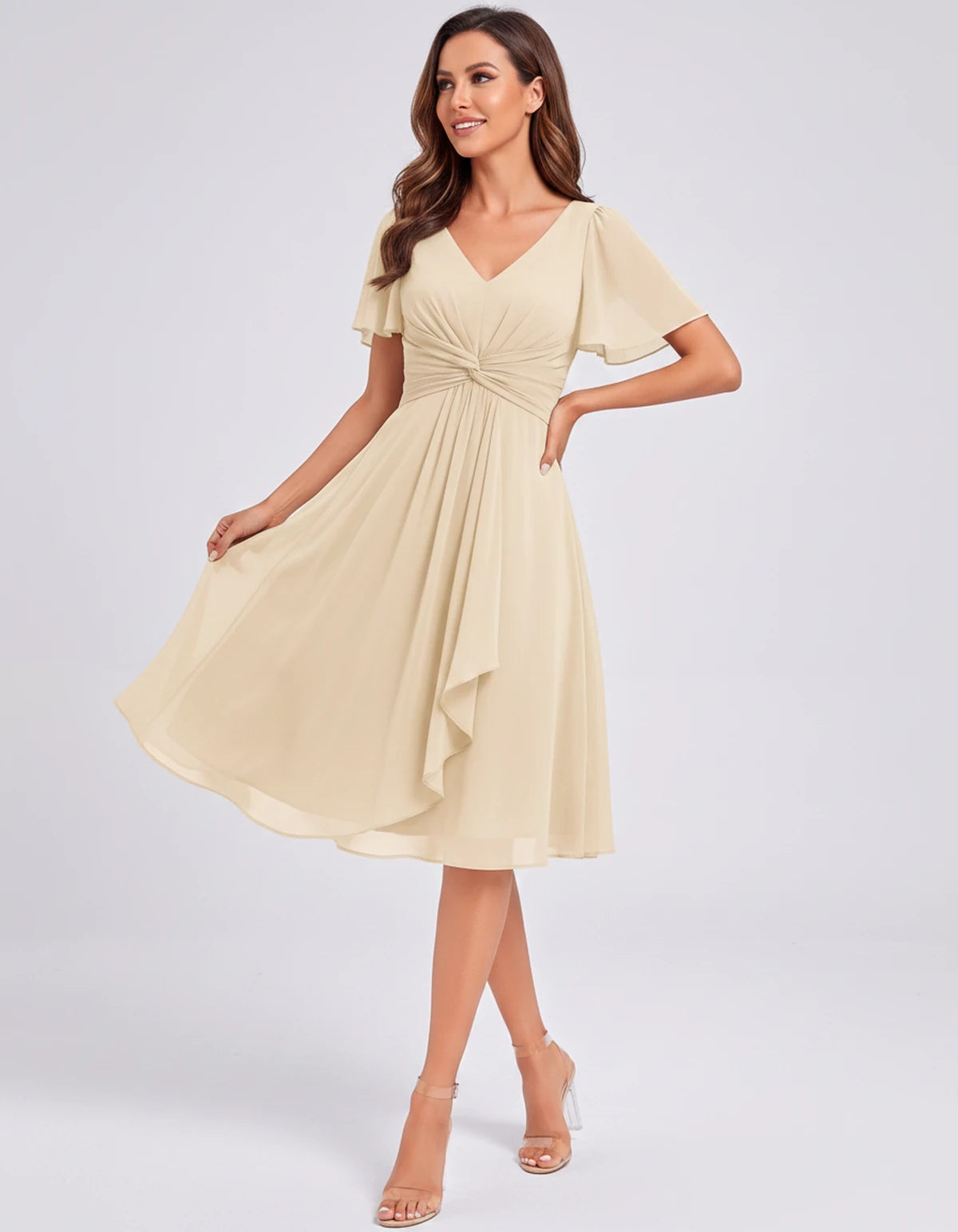 Lisbonne Mini Dress — Champagne | SKU: SD-84650-champagne-2,SD-84650-champagne-4,SD-84650-champagne-6,SD-84650-champagne-8,SD-84650-champagne-10,SD-84650-champagne-12,SD-84650-champagne-14,SD-84650-champagne-16,SD-84650-champagne-16W,SD-84650-champagne-18W,SD-84650-champagne-20W,SD-84650-champagne-22W