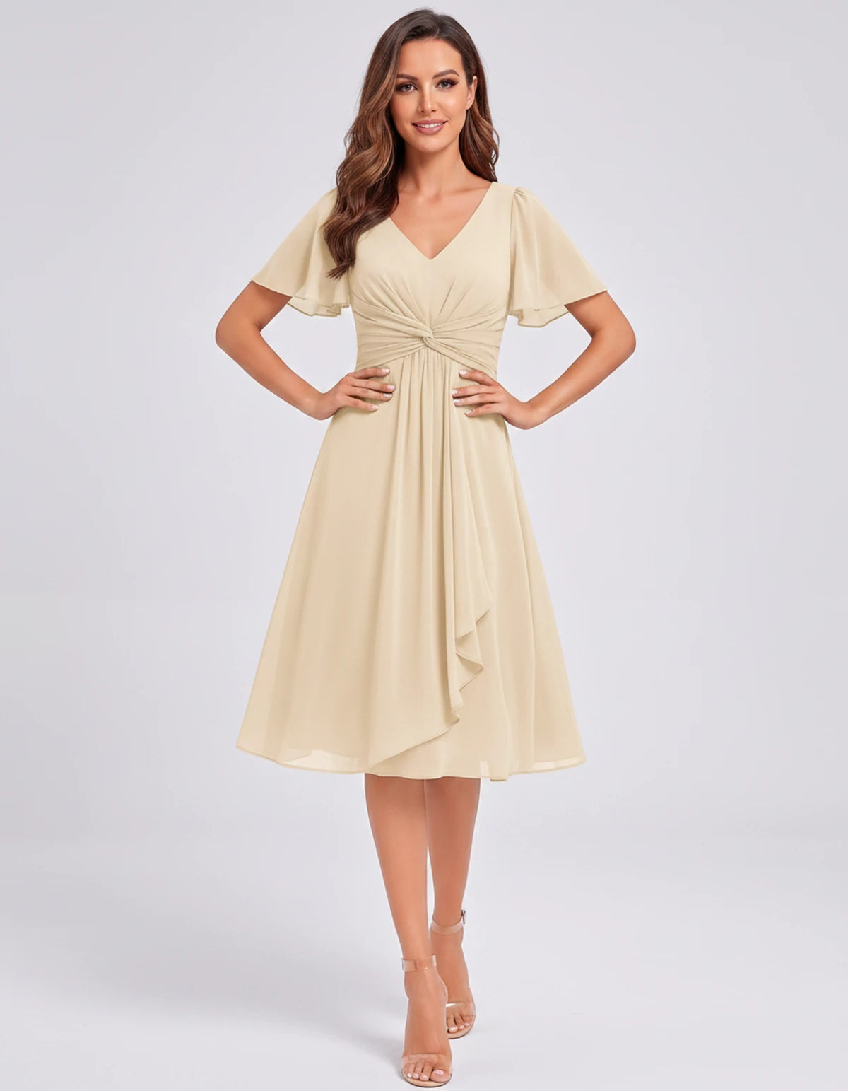 Lisbonne Mini Dress — Champagne | SKU: SD-84650-champagne-2,SD-84650-champagne-4,SD-84650-champagne-6,SD-84650-champagne-8,SD-84650-champagne-10,SD-84650-champagne-12,SD-84650-champagne-14,SD-84650-champagne-16,SD-84650-champagne-16W,SD-84650-champagne-18W,SD-84650-champagne-20W,SD-84650-champagne-22W