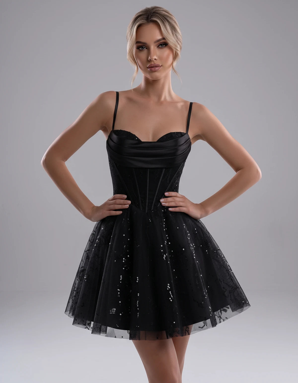 Loreley Mini Dress — Black | SKU: SD-42325-black-2,SD-42325-black-4,SD-42325-black-6,SD-42325-black-8,SD-42325-black-10,SD-42325-black-12,SD-42325-black-14,SD-42325-black-16,SD-42325-black-0,SD-42325-black-18 Plus,SD-42325-black-22 Plus,SD-42325-black-26 Plus