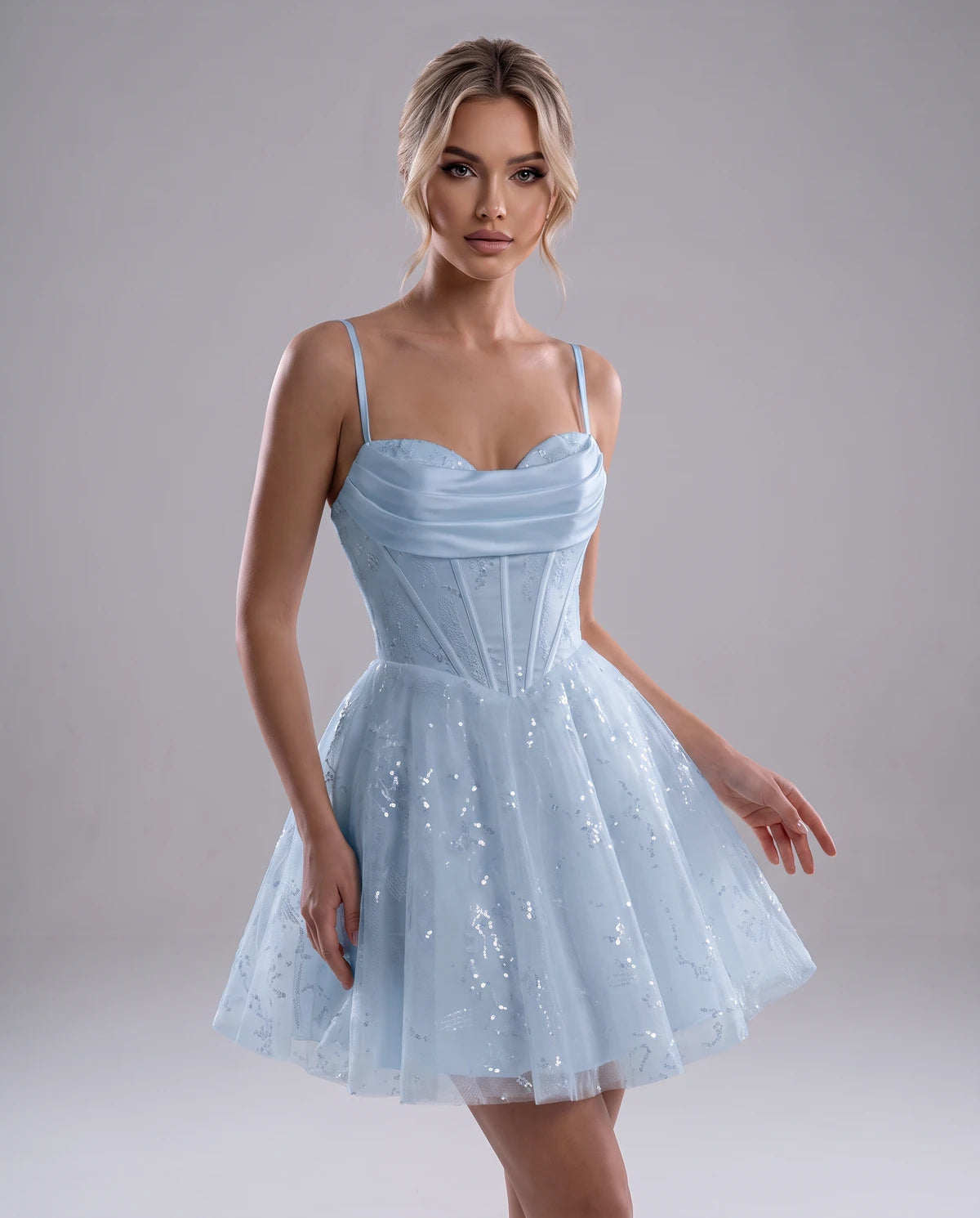 Loreley Mini Dress — Dusty Blue