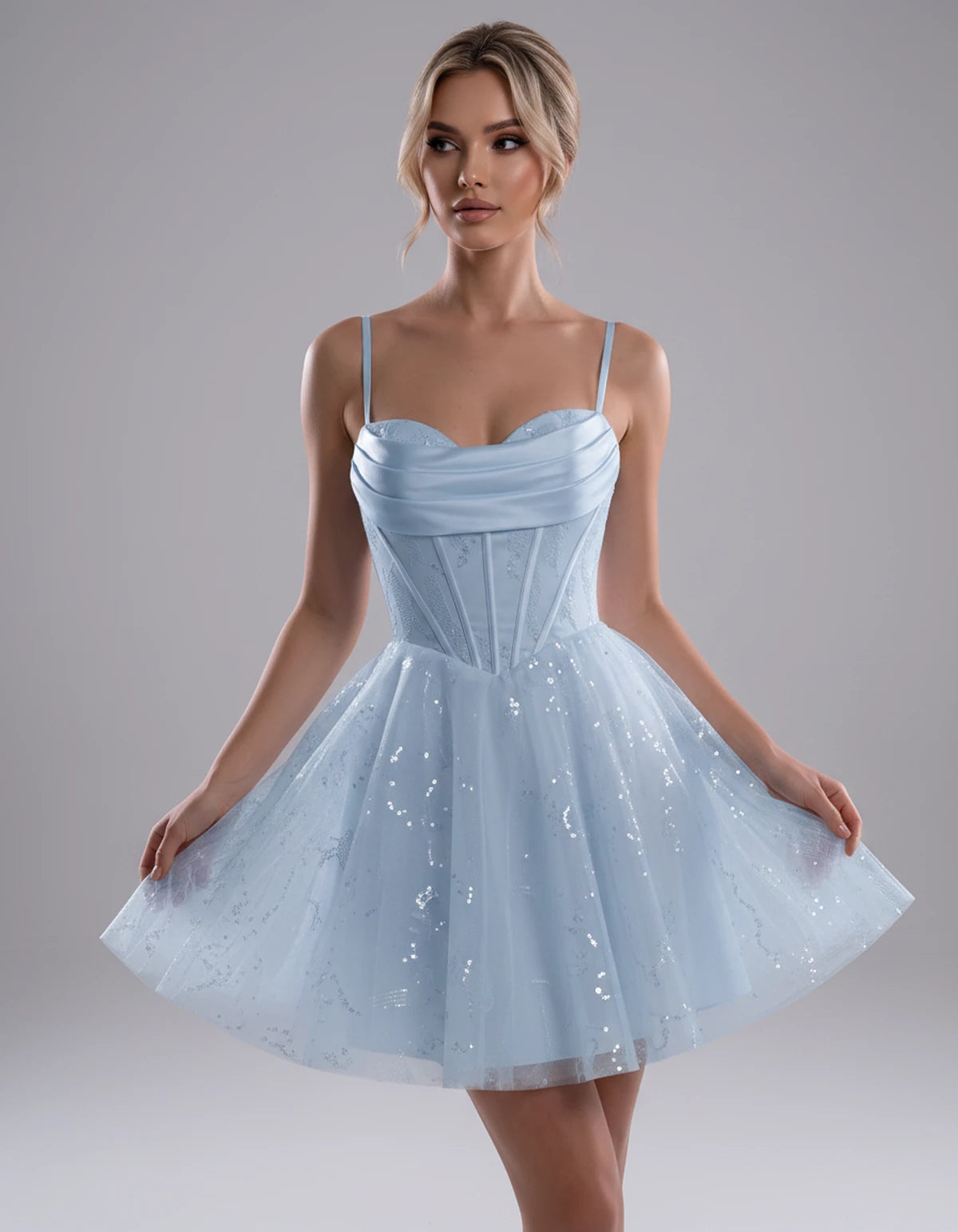 Loreley Mini Dress — Dusty Blue | SKU: SD-42325-dustyblue-2,SD-42325-dustyblue-4,SD-42325-dustyblue-6,SD-42325-dustyblue-8,SD-42325-dustyblue-10,SD-42325-dustyblue-12,SD-42325-dustyblue-14,SD-42325-dustyblue-16,SD-42325-dustyblue-0,SD-42325-dustyblue-18 Plus,SD-42325-dustyblue-22 Plus,SD-42325-dustyblue-26 Plus