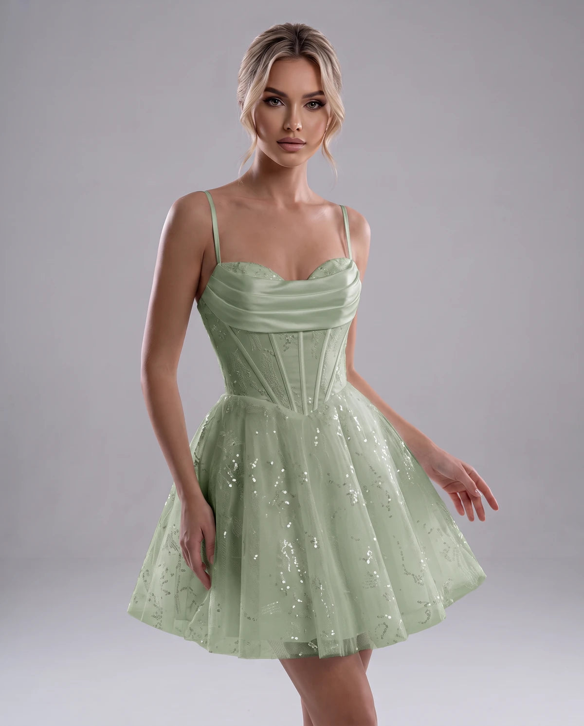 Loreley Mini Dress — Dusty Sage