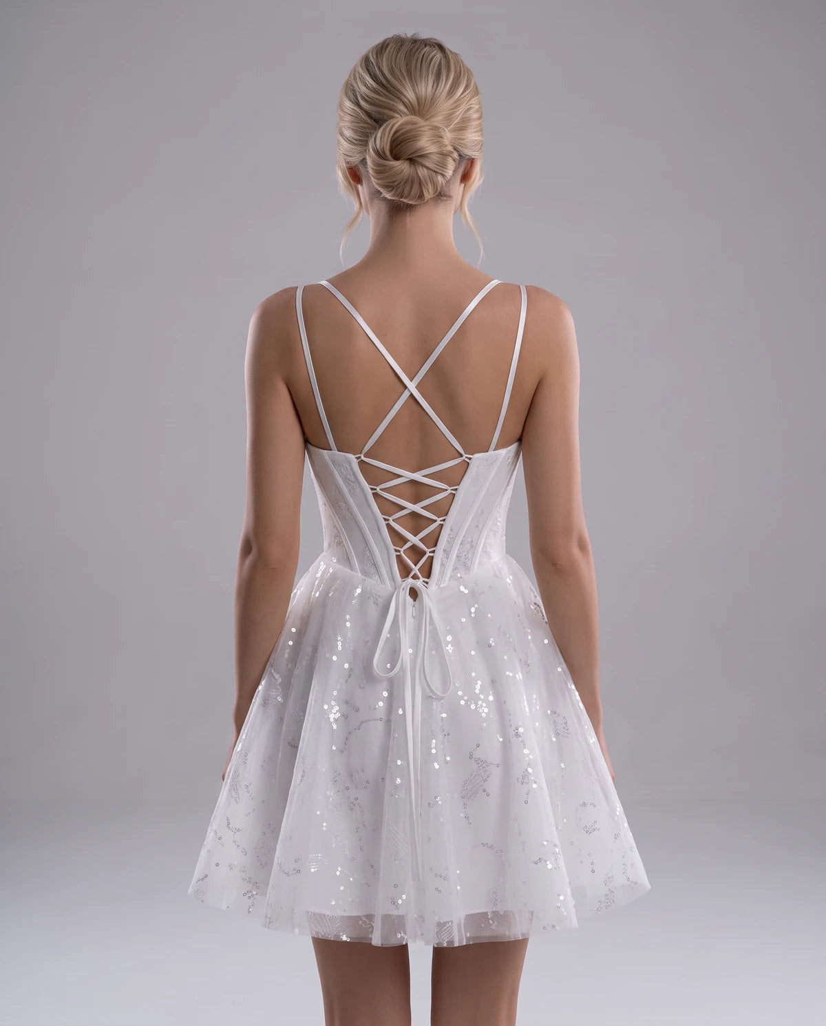 Loreley Mini Dress — White | SKU: SD-42325-white-2,SD-42325-white-4,SD-42325-white-6,SD-42325-white-8,SD-42325-white-10,SD-42325-white-12,SD-42325-white-14,SD-42325-white-16,SD-42325-white-0,SD-42325-white-18 Plus,SD-42325-white-22 Plus,SD-42325-white-26 Plus