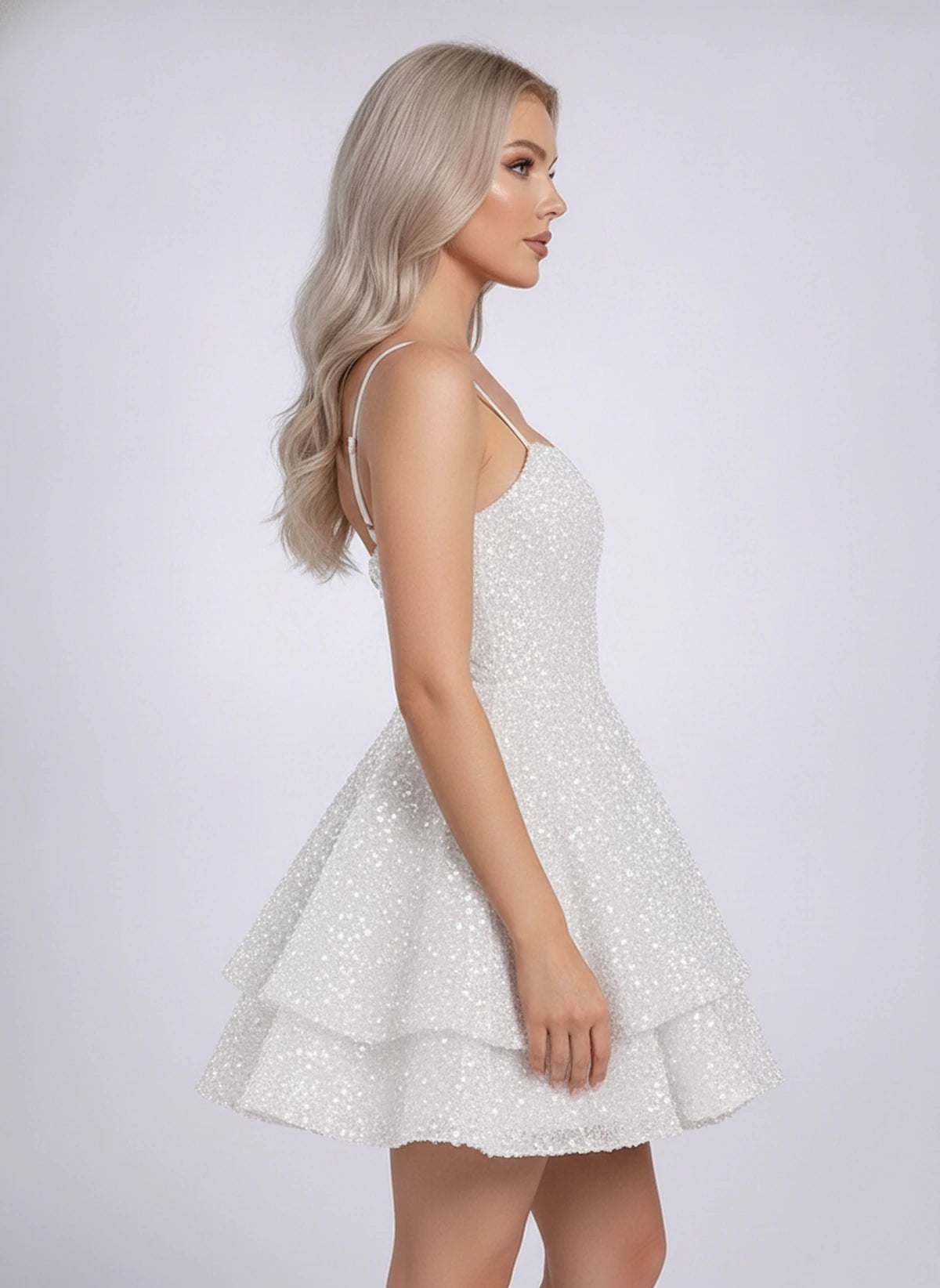Lorenza Mini Dress — White | SKU: SD-16035-white-2,SD-16035-white-4,SD-16035-white-6,SD-16035-white-8,SD-16035-white-10,SD-16035-white-12,SD-16035-white-14,SD-16035-white-16,SD-16035-white-16W,SD-16035-white-18,SD-16035-white-18W,SD-16035-white-20W